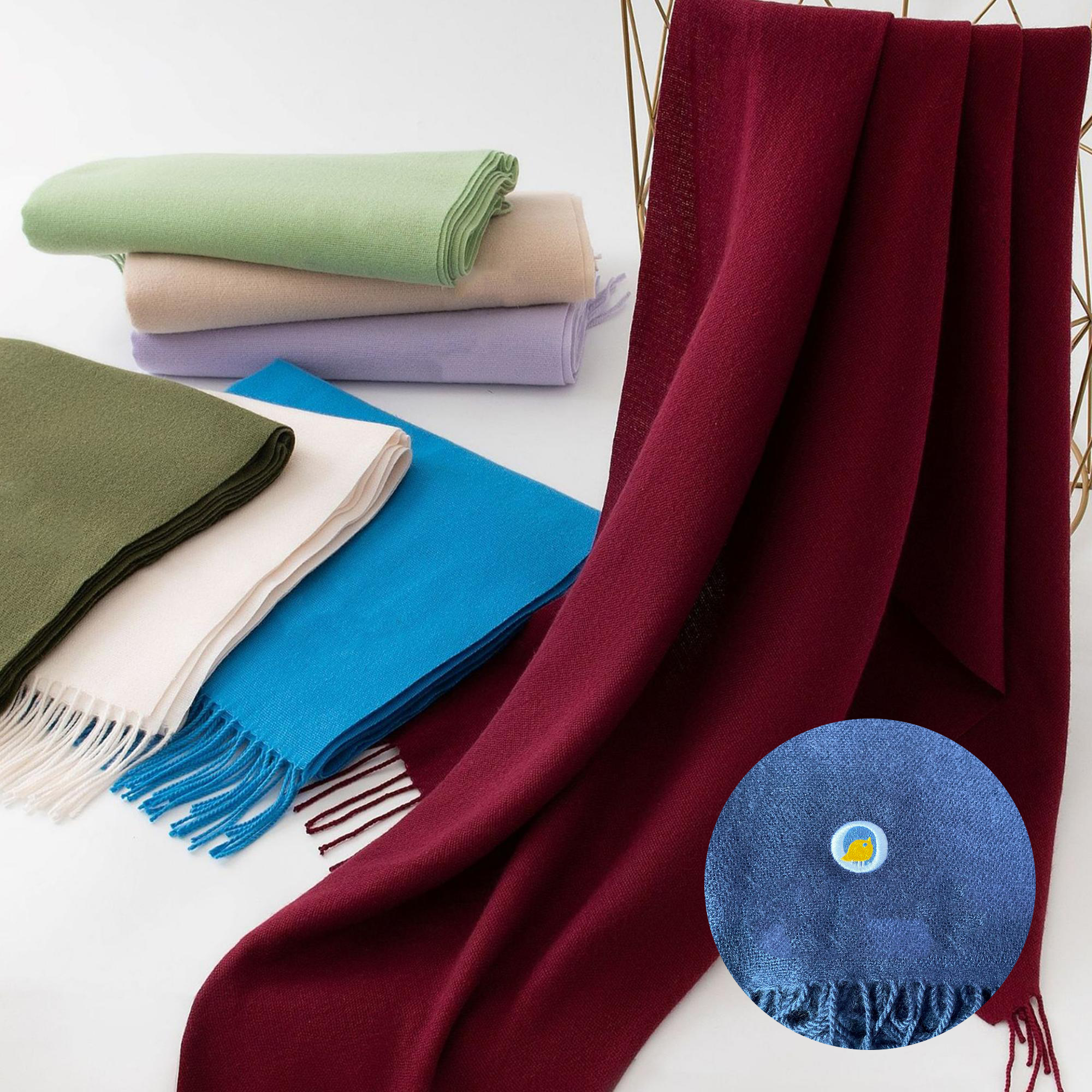 MOQ 50pcs Elegant Branded Fringe Scarf 2
