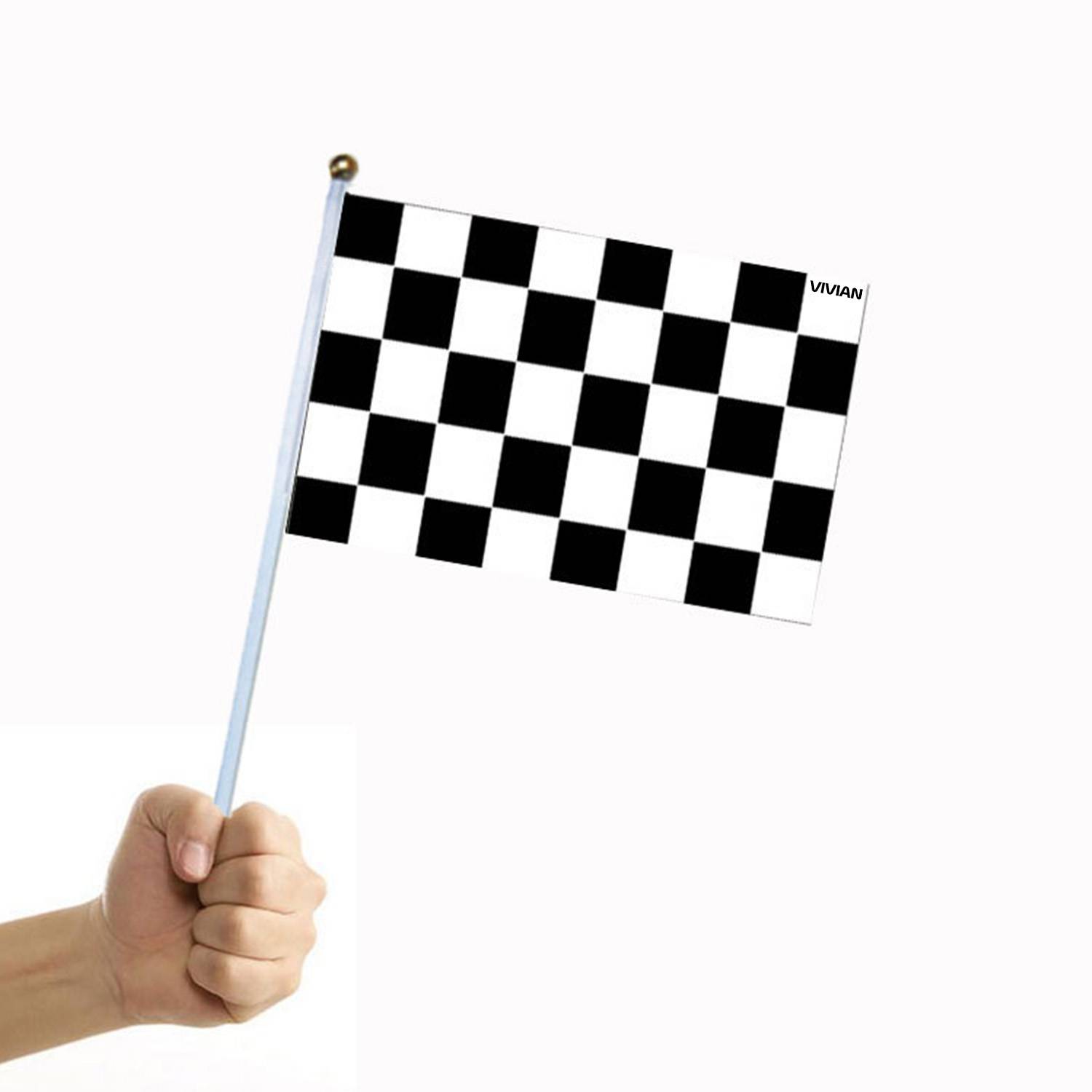Black White Checkered Racing Hand Waving Flag 2