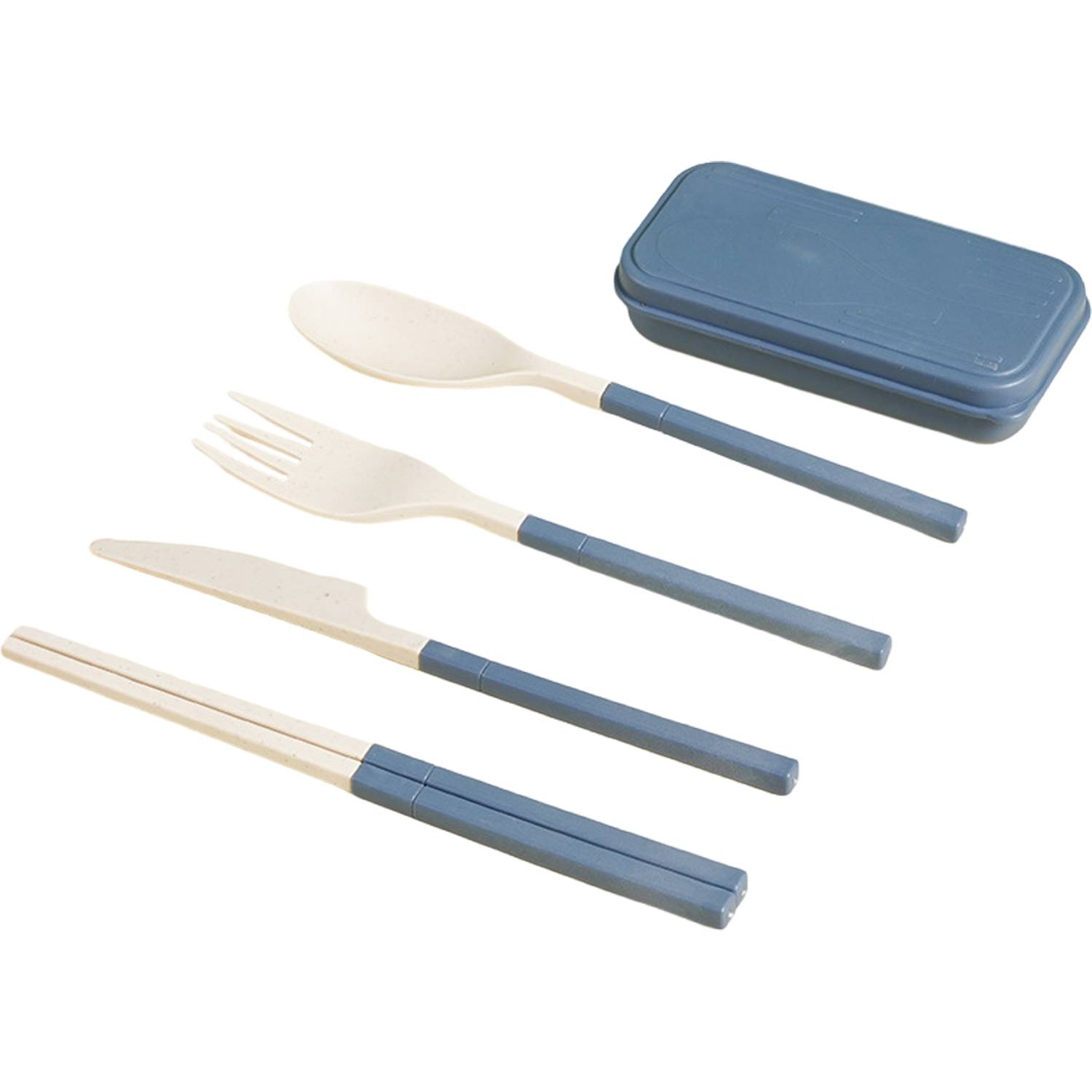 4PCS Eco-Friendly Foldable Wheat Straw Utensil Set w/ Box 3