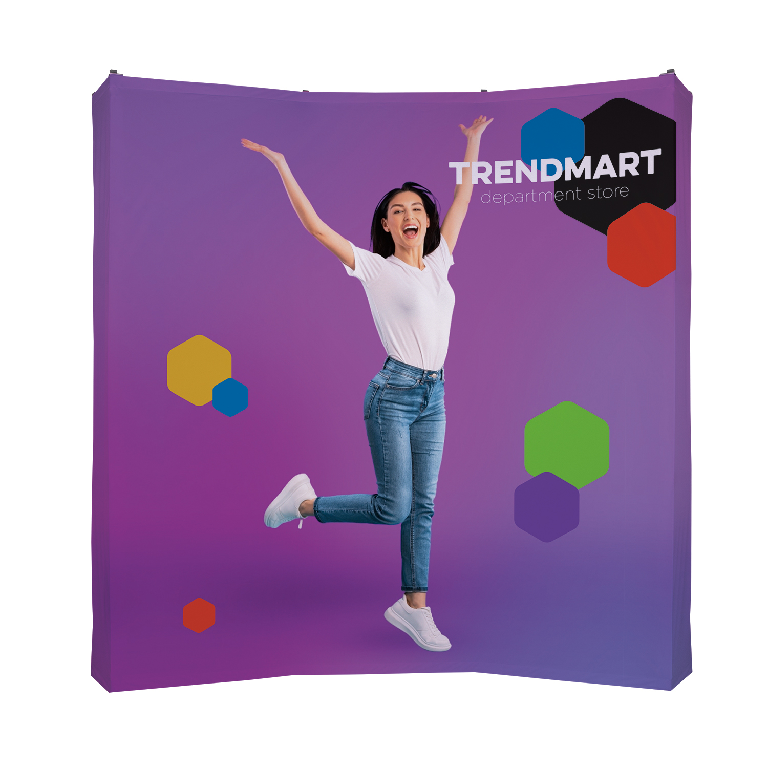 8' Curved Splash Floor Display Wrap Kit (Recycled Polyester Knit) 6