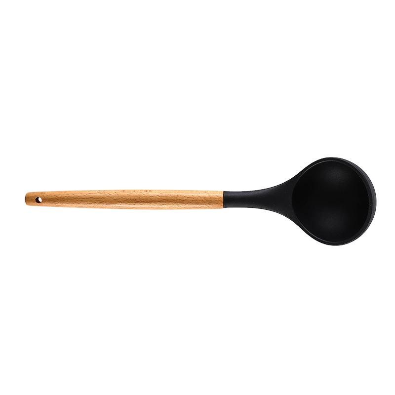 Silicone Cooking Or Serving Utensil With Wooden Handle 3