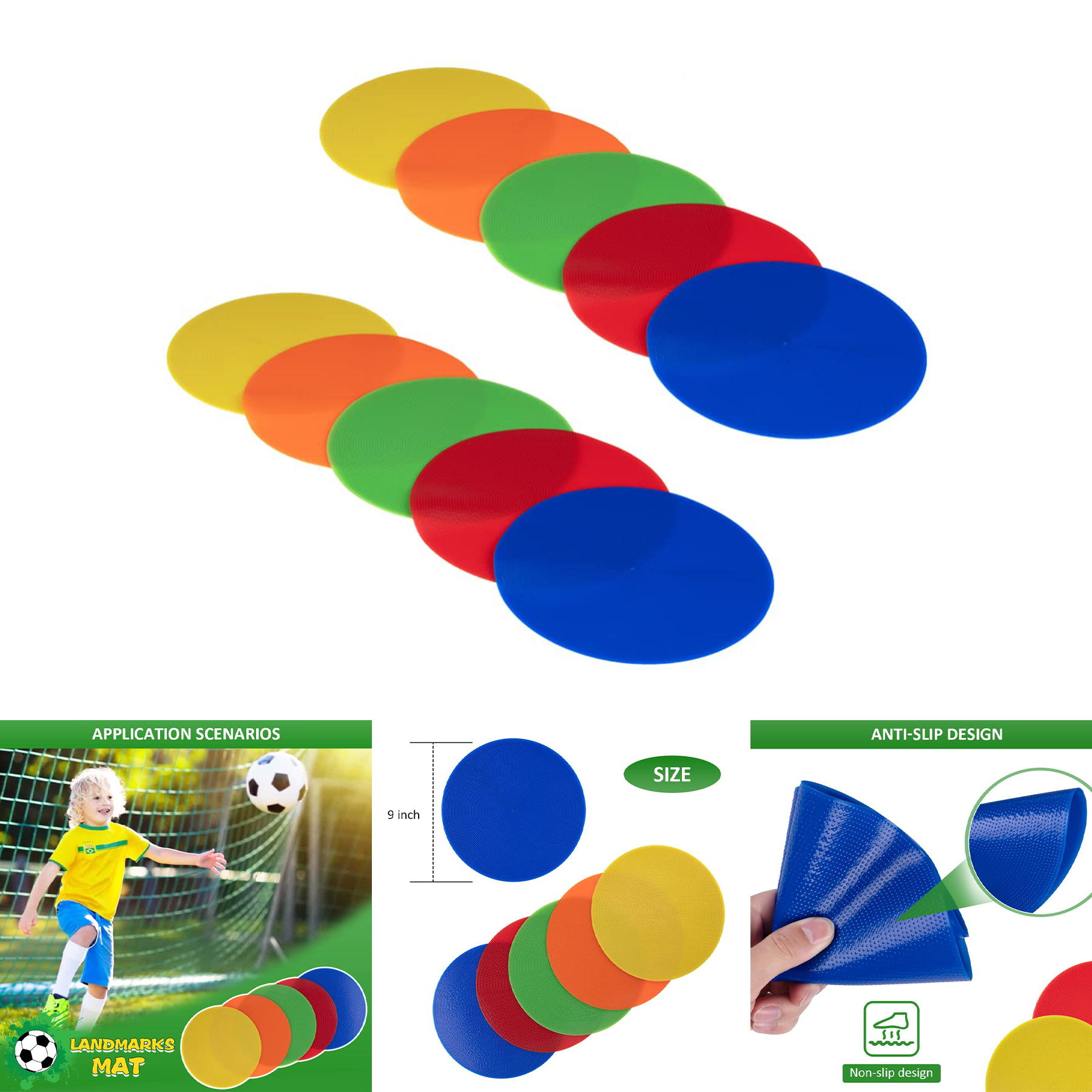 10 pieces Non-Slip Football Floor Markers with Flat Dot 2
