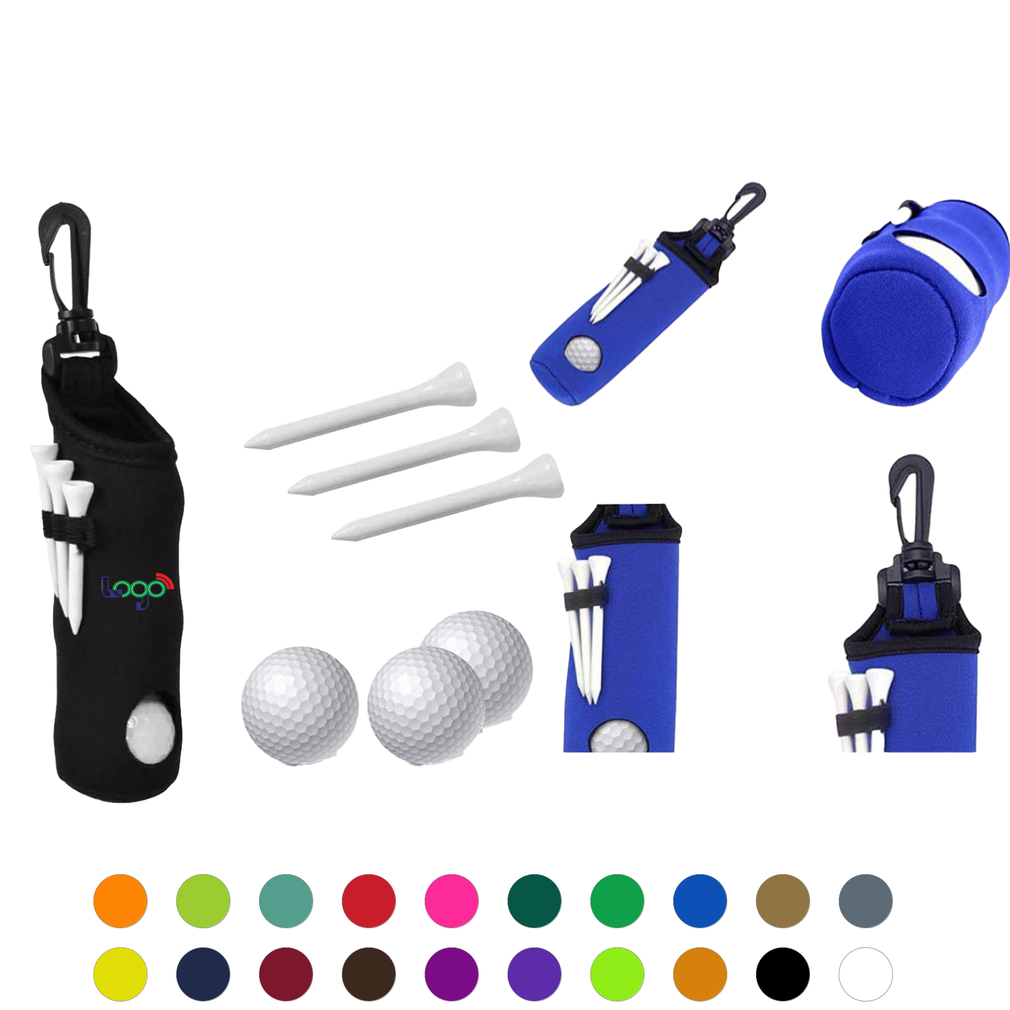 Custom Neoprene Golf Ball & Tee Pouch with Clip 2