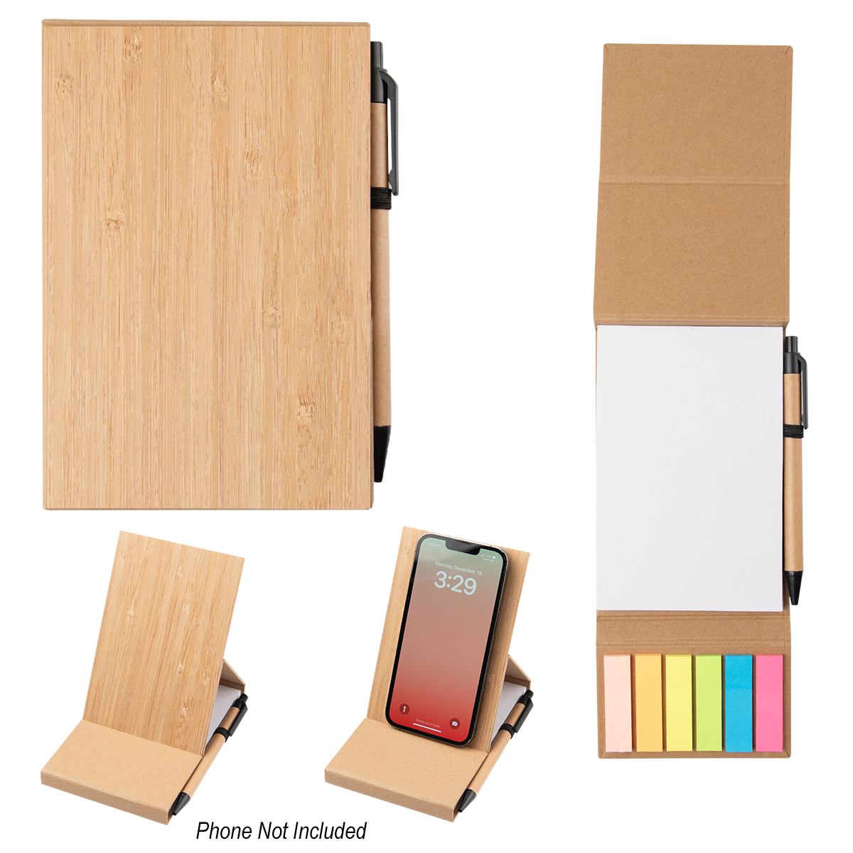 Bamboo Desk Jotter With Phone Stand 4