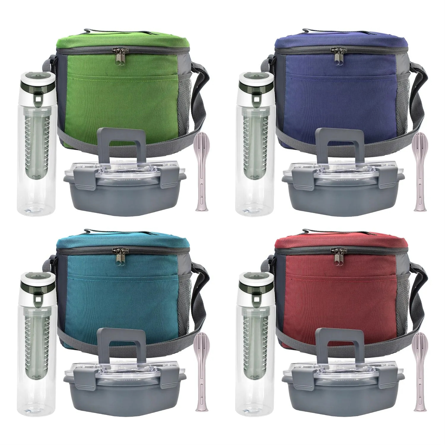 Modern Lunch Box, Bottle & Utensils Set 3