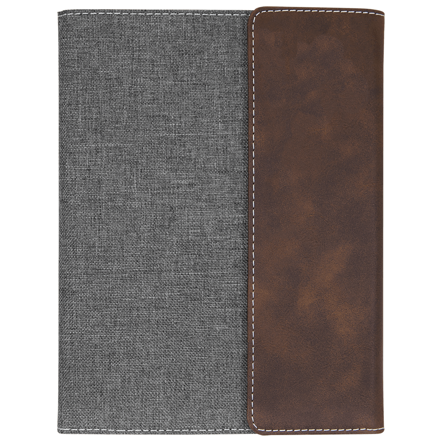 7" x 9" Rustic & Silver Leatherette & Gray Canvas Portfolio 2