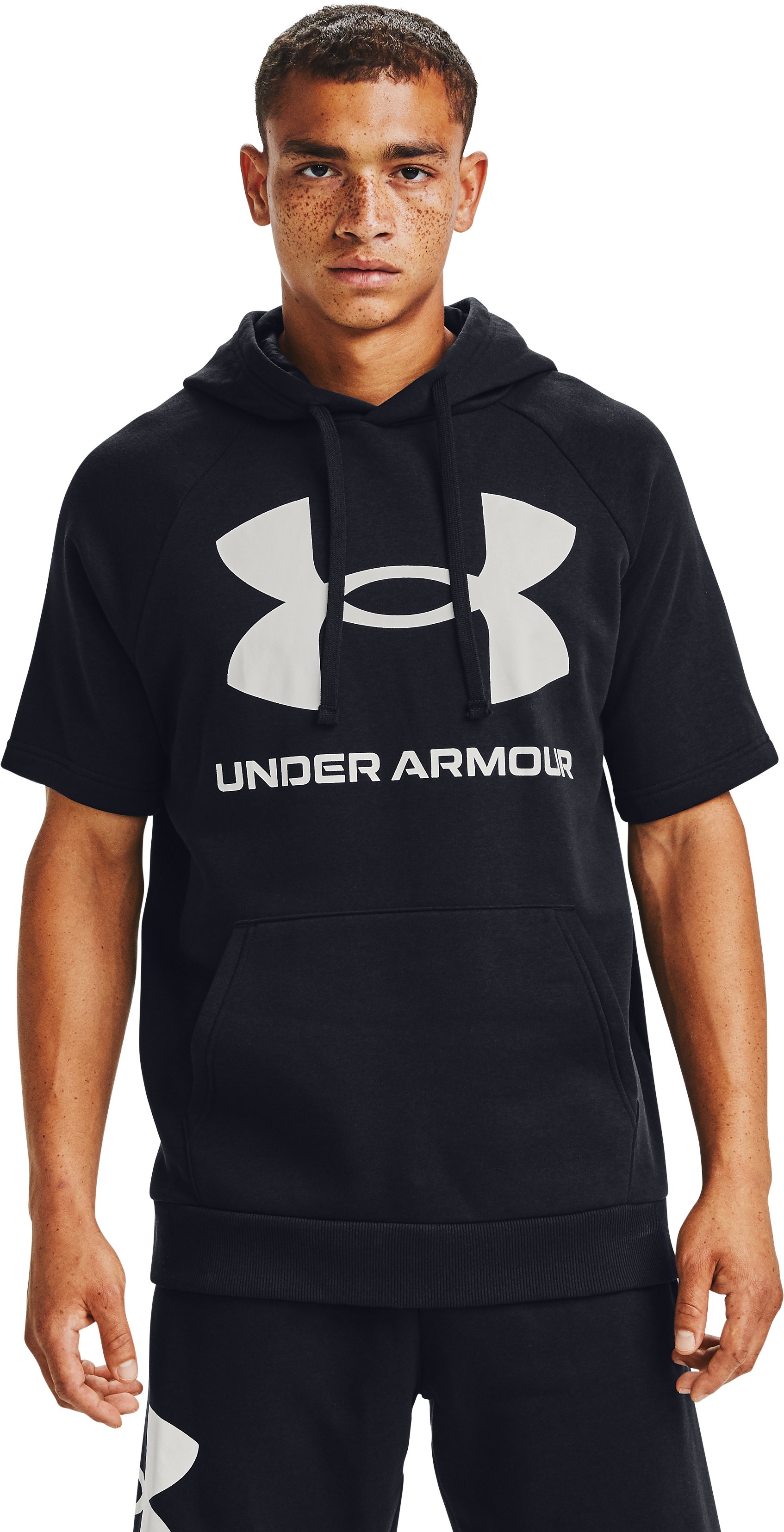 UA Rival Fleece Big Logo Men's Short Sleeve Hoodie, custom hoodie or sweatshirt with logo imprint 2