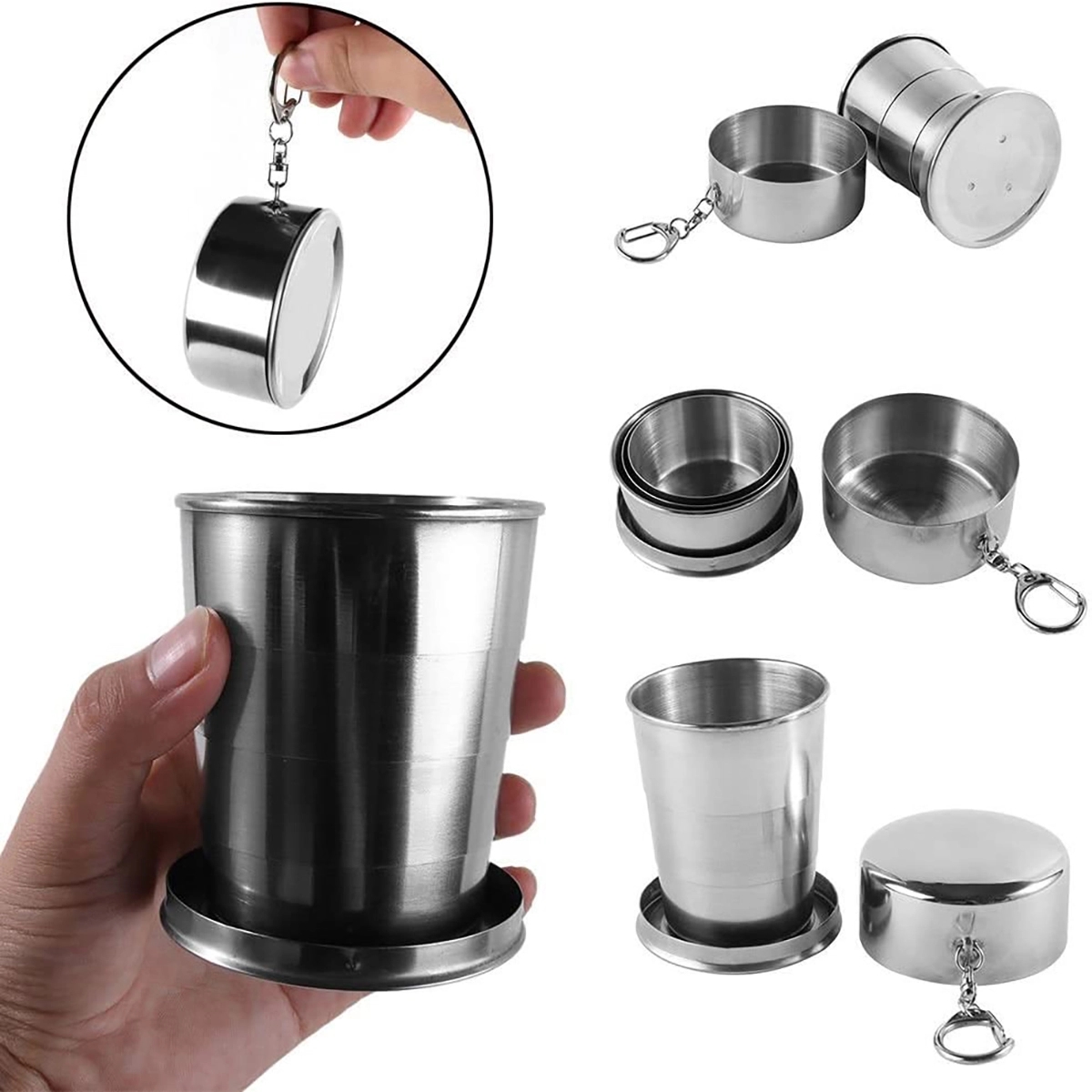 Stainless Steel Portable Outdoor Camping Collapsible Cup 3