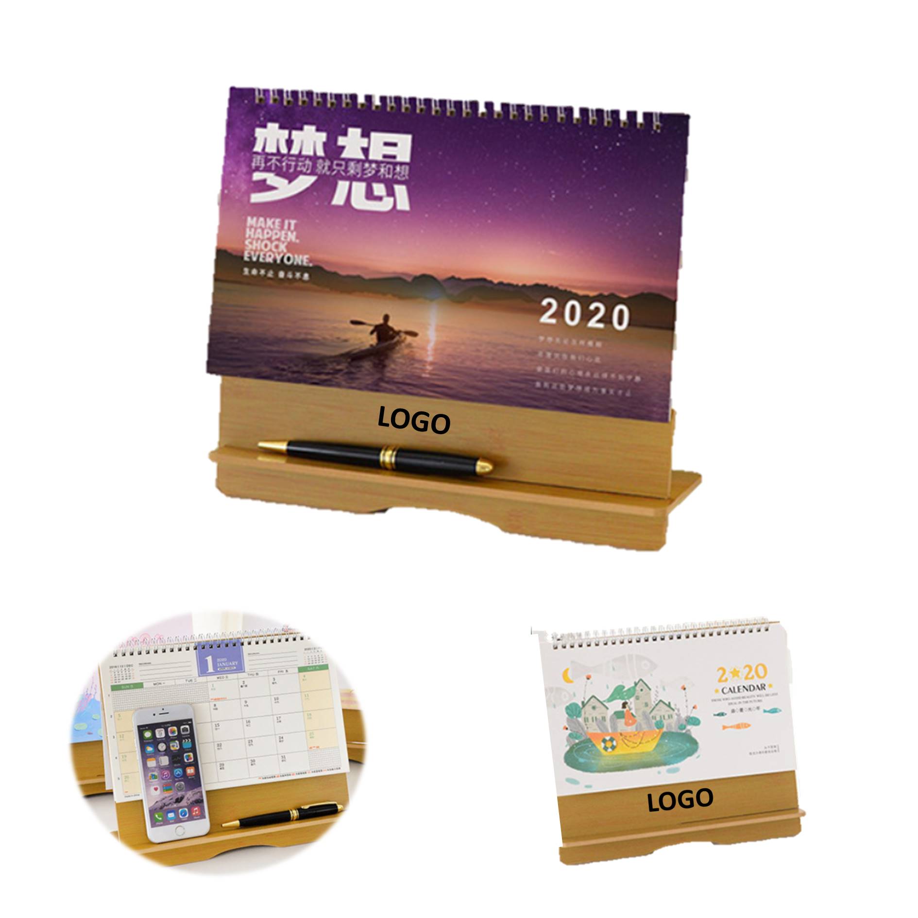Wooden DIY Desktop Calendar With Phone Holder 1