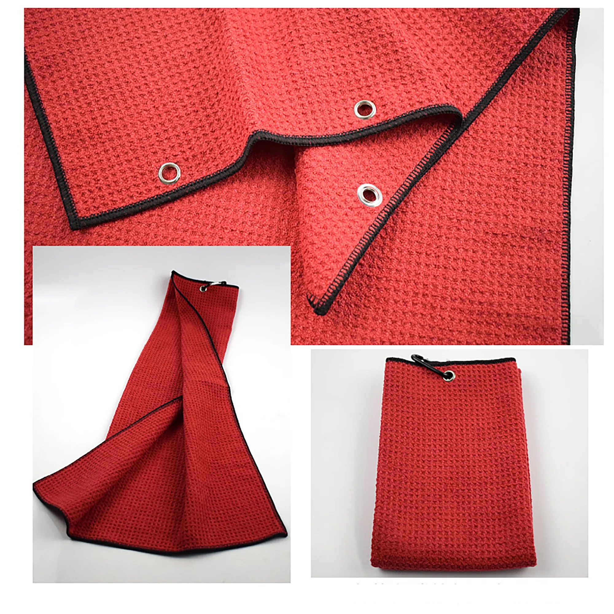 Microfiber Waffle Golf Towel with Carabiner 1