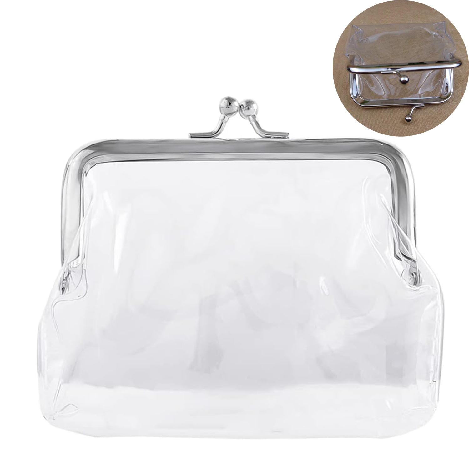 Clear PVC Iron Clip Card Cash Keys Coin Purse 4