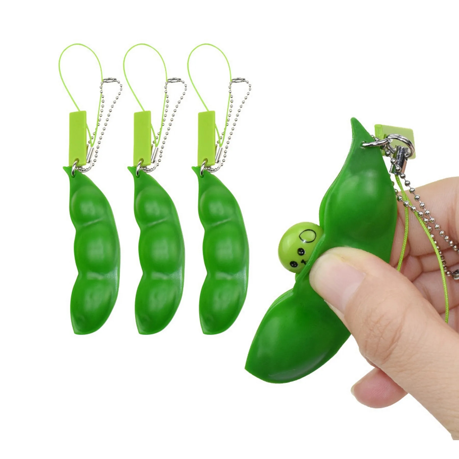 3Pcs Squeeze-A-Bean Edamame Keychain 1
