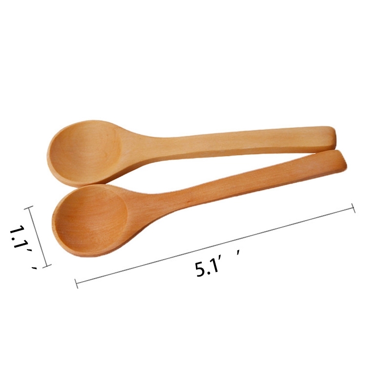 5'' Bamboo Wooden & Sugar Seasoning Salt Spoon 2