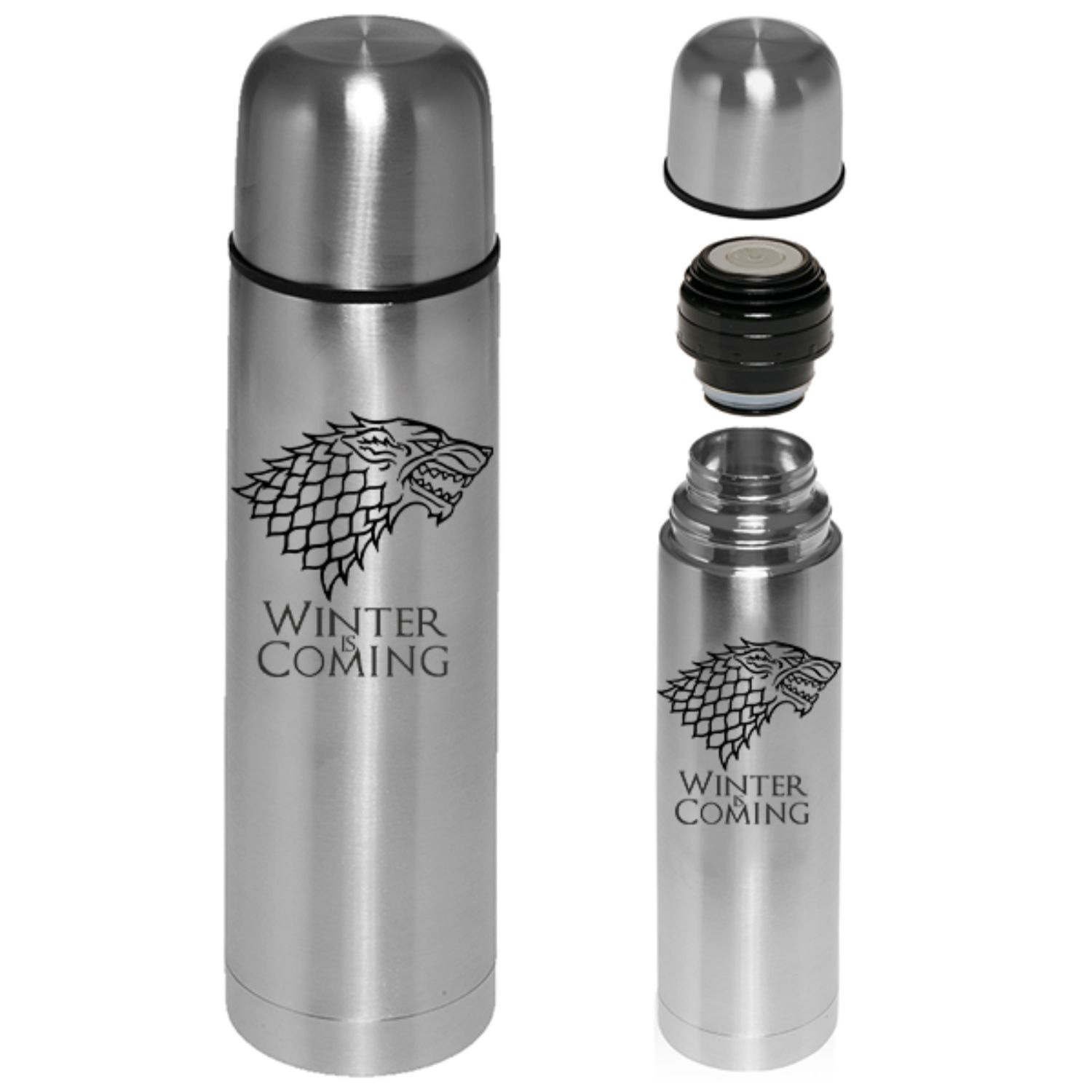 Spill Proof Steel Vacuum Travel Flask Insulated Silver 24 oz 2