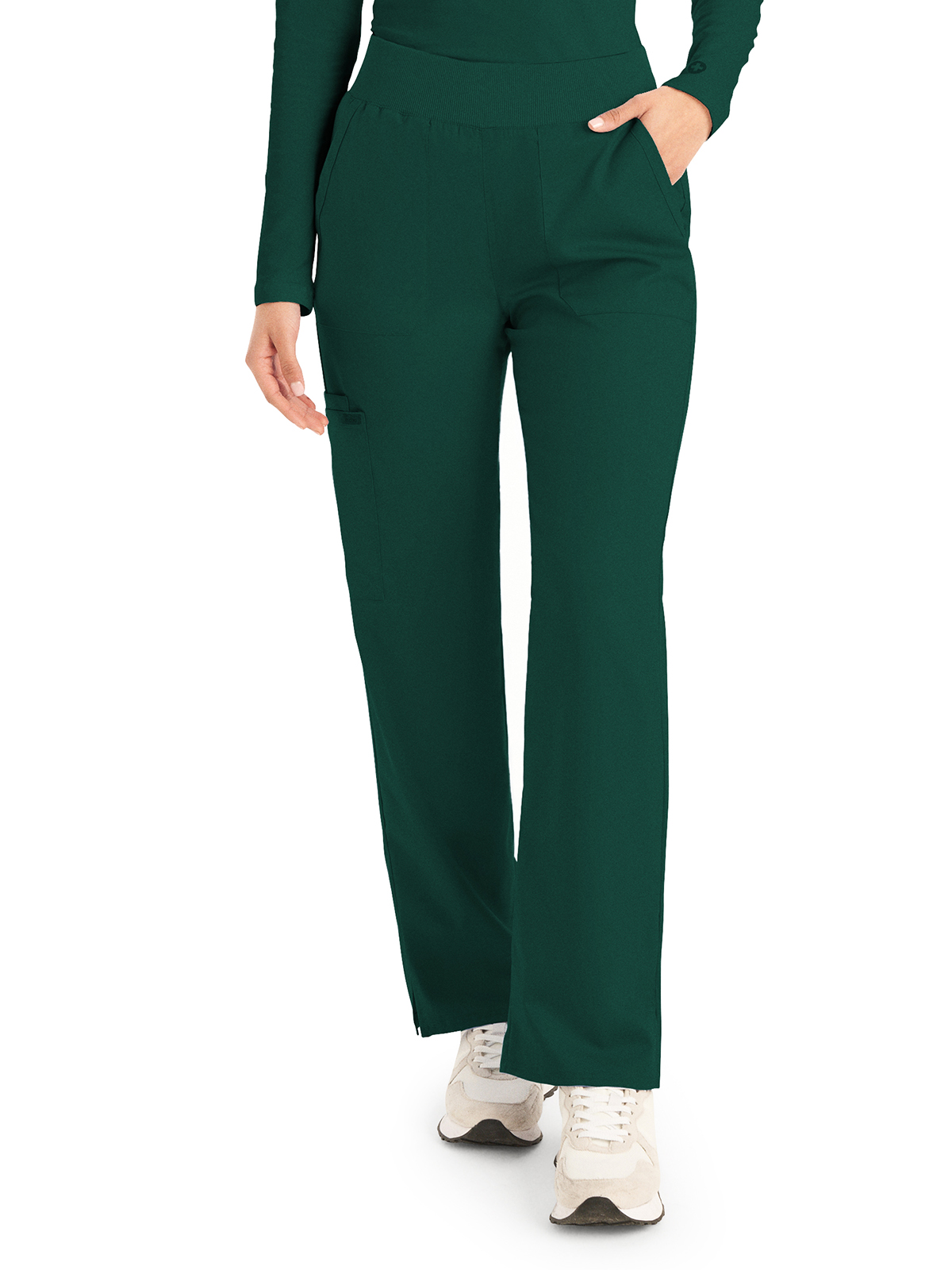 Landau - ProFlex - Women's Five-Pocket Mid-Rise Rib-Knit Elastic Waist Straight Leg Pant 19