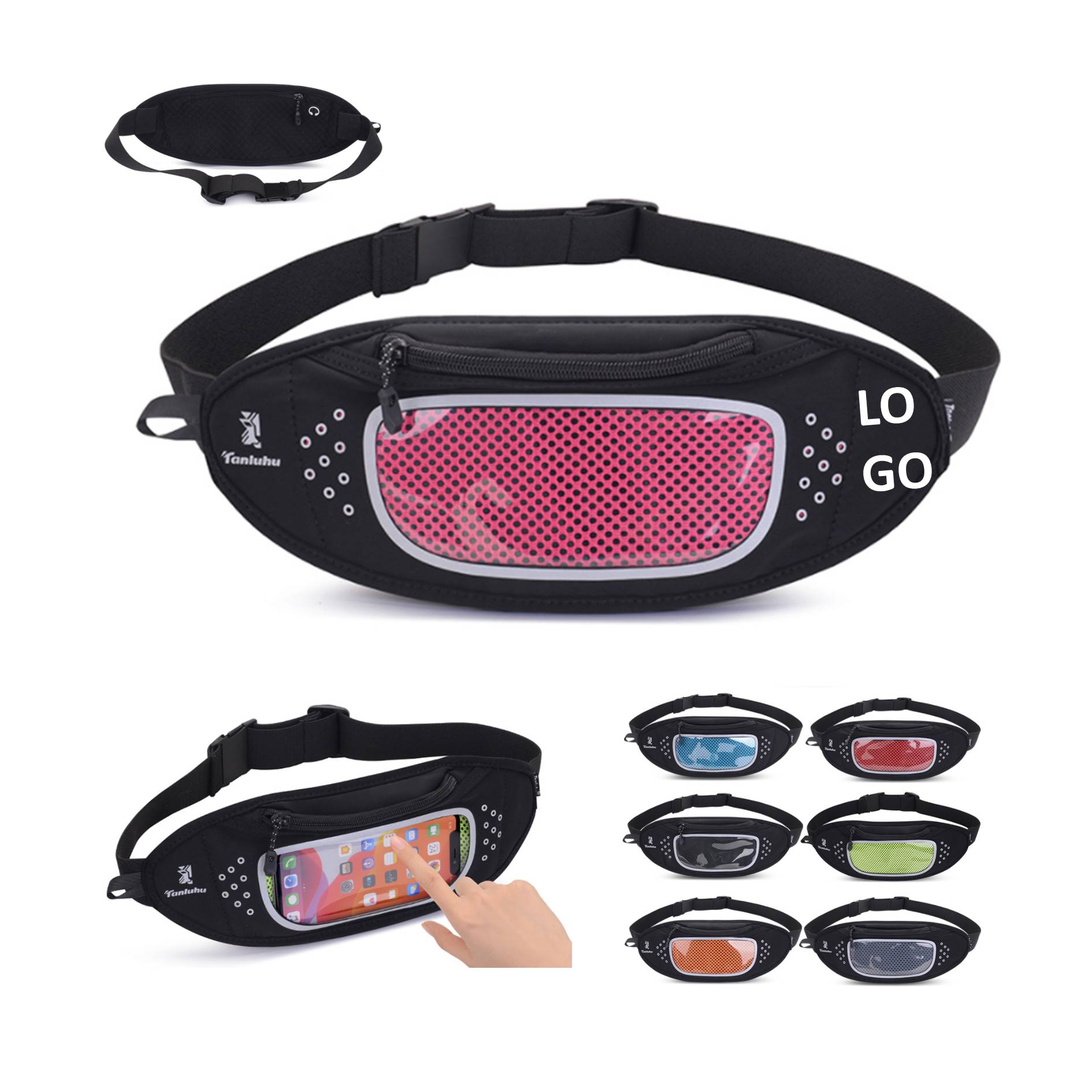 Phone Touch Screen Night Running Reflective Fanny Pack 3