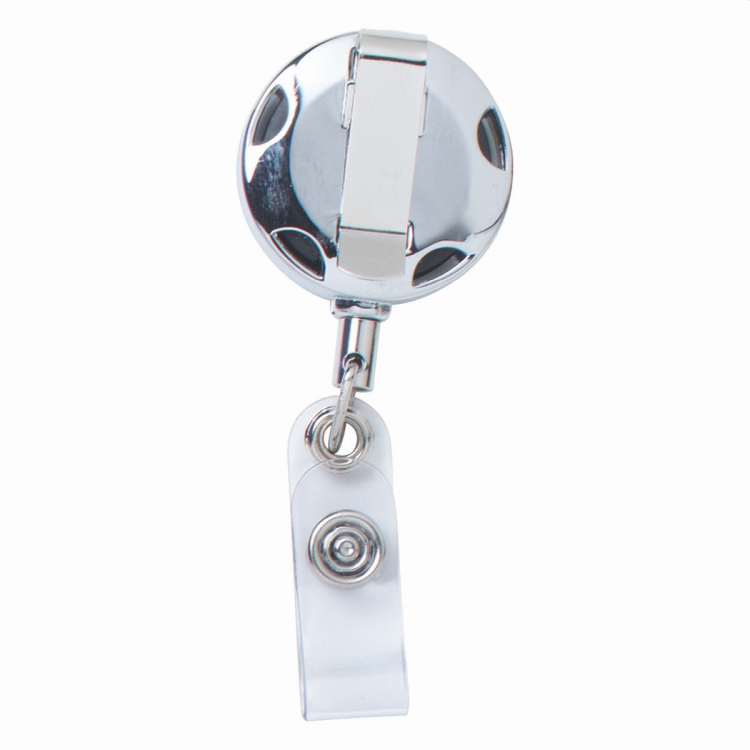 32" Cord Round Chrome Solid Metal Sport Retractable Badge Reel & Badge Holder 2