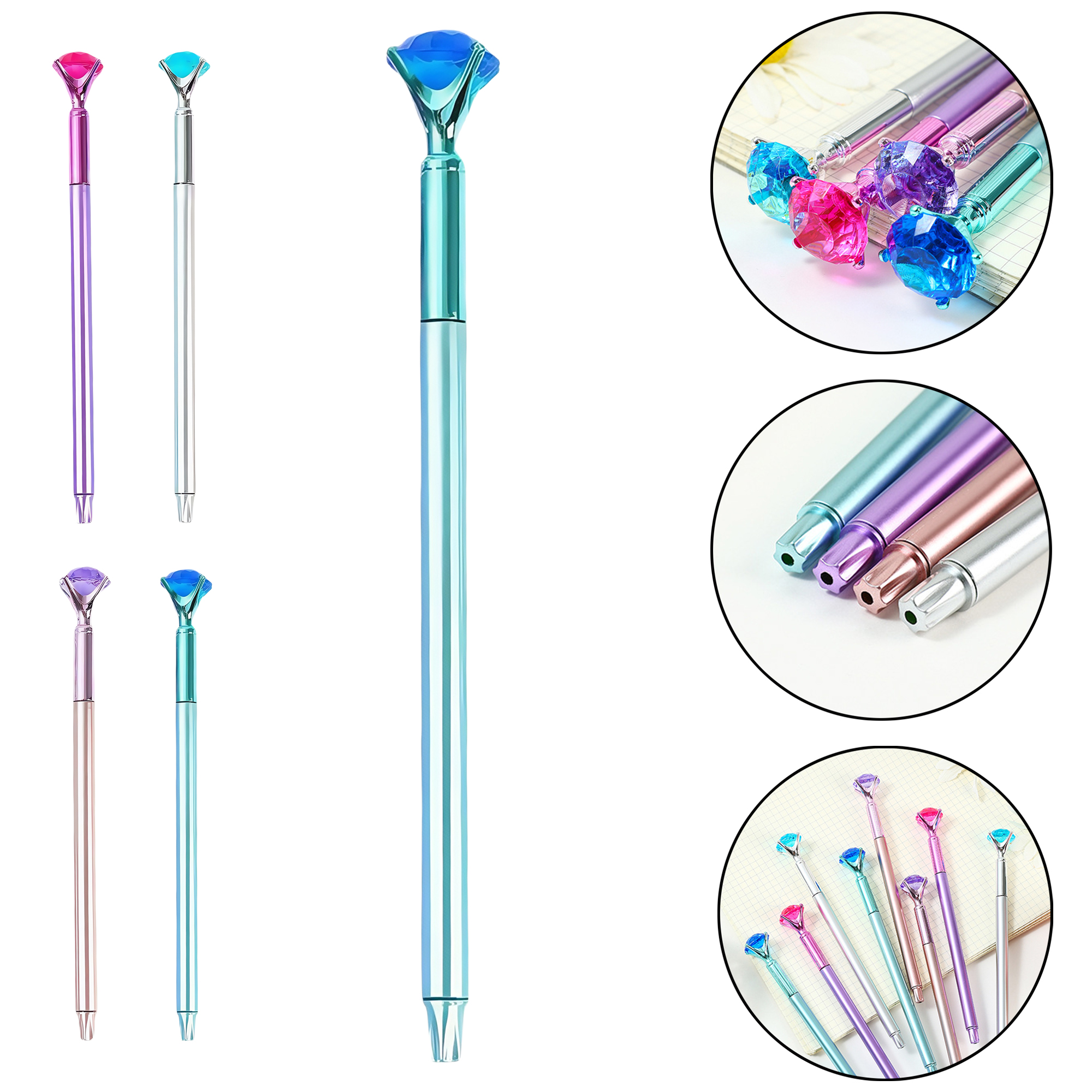 Large Diamond Pen Creative Crystal Metal Ballpoint Gift Pen Smooth Writing Comfortable Durable 2