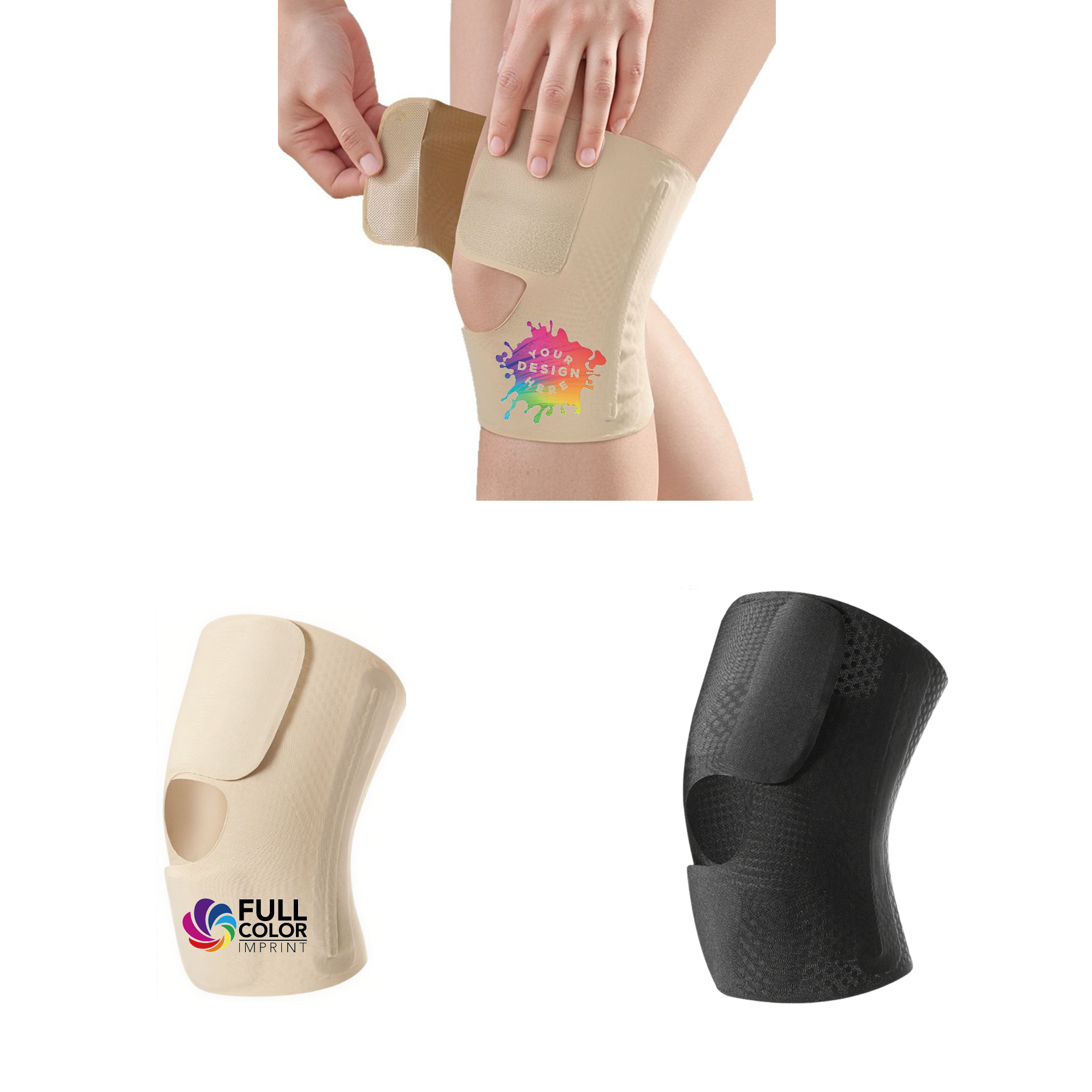 Full Color Sports Knee Pads With Support Strips MOQ 50 3