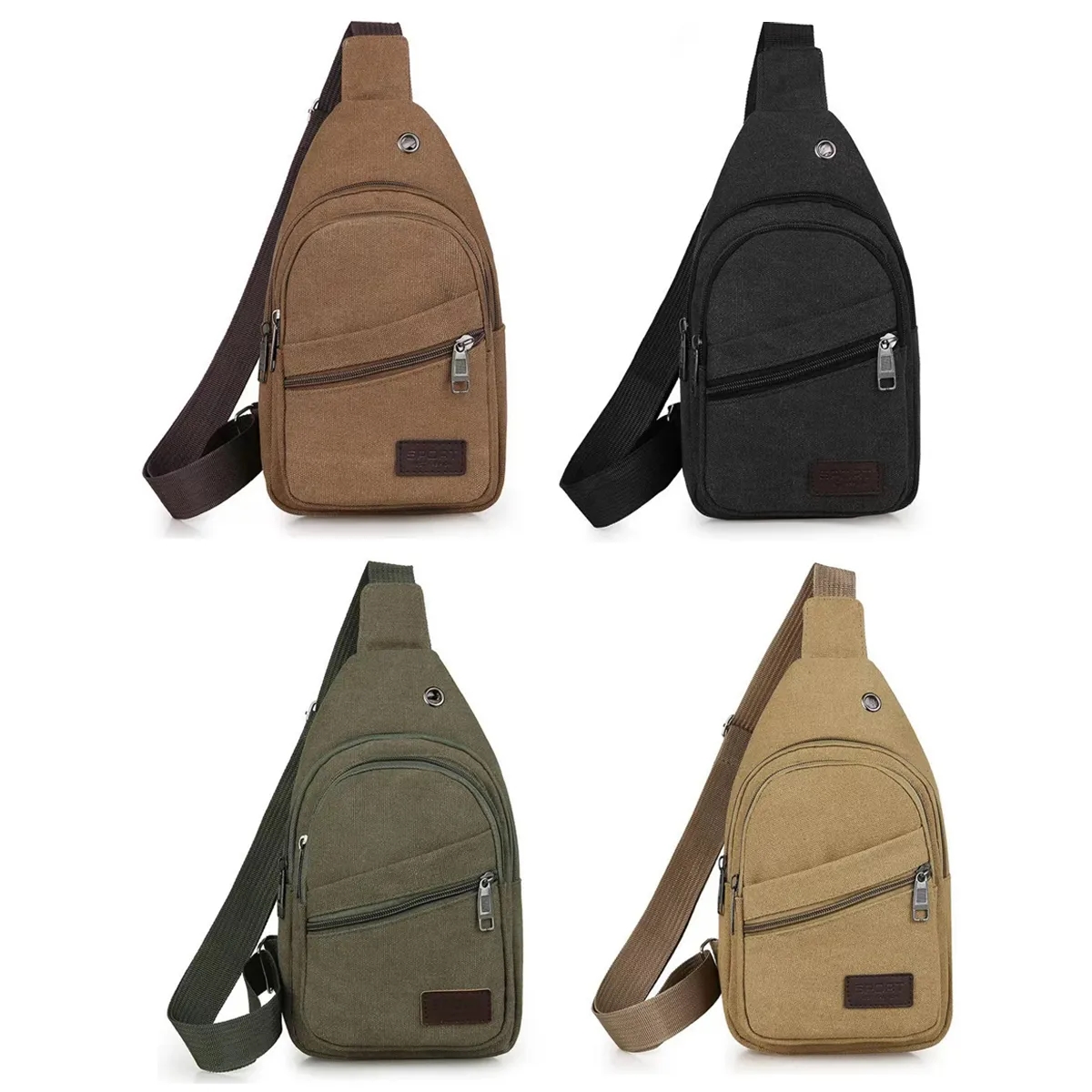 Casual Canvas Crossbody Sling Bag with Earphone Port 5