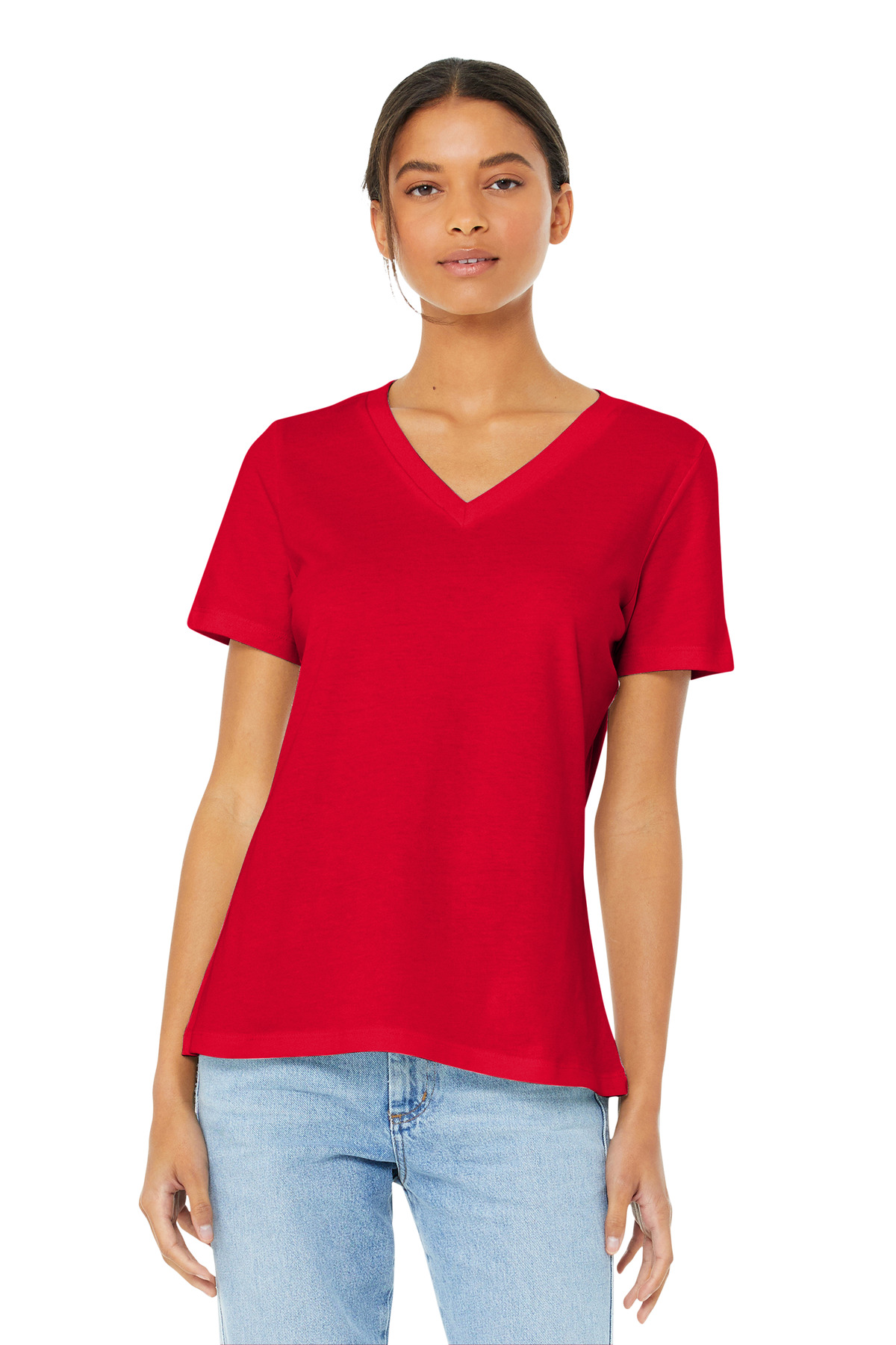BELLA+CANVAS Women's Relaxed Jersey Short Sleeve V-Neck Tee. BC6405 53