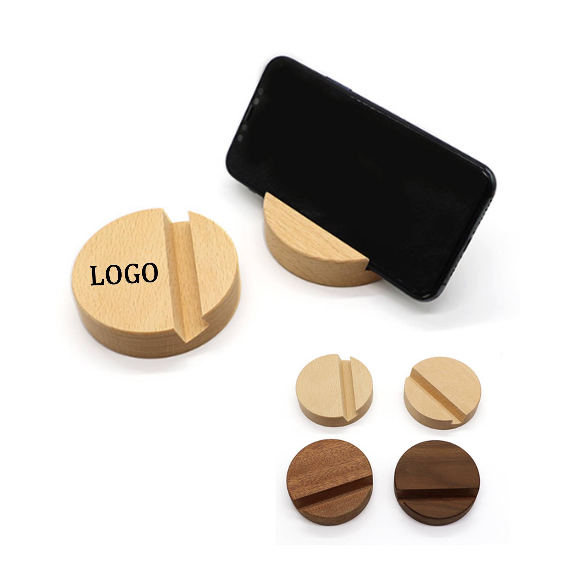 Round Wood Cell Phone Holder 2