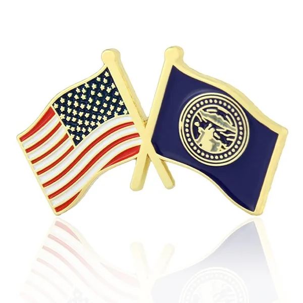 Stock Crossed Flag Pin (USA & USA) 24