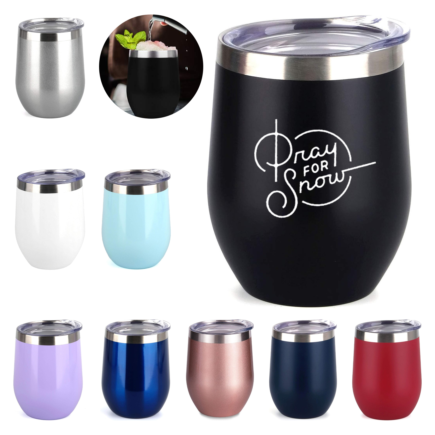 Stemless Stainless Steel Insulated Wine Glass 12oz 2