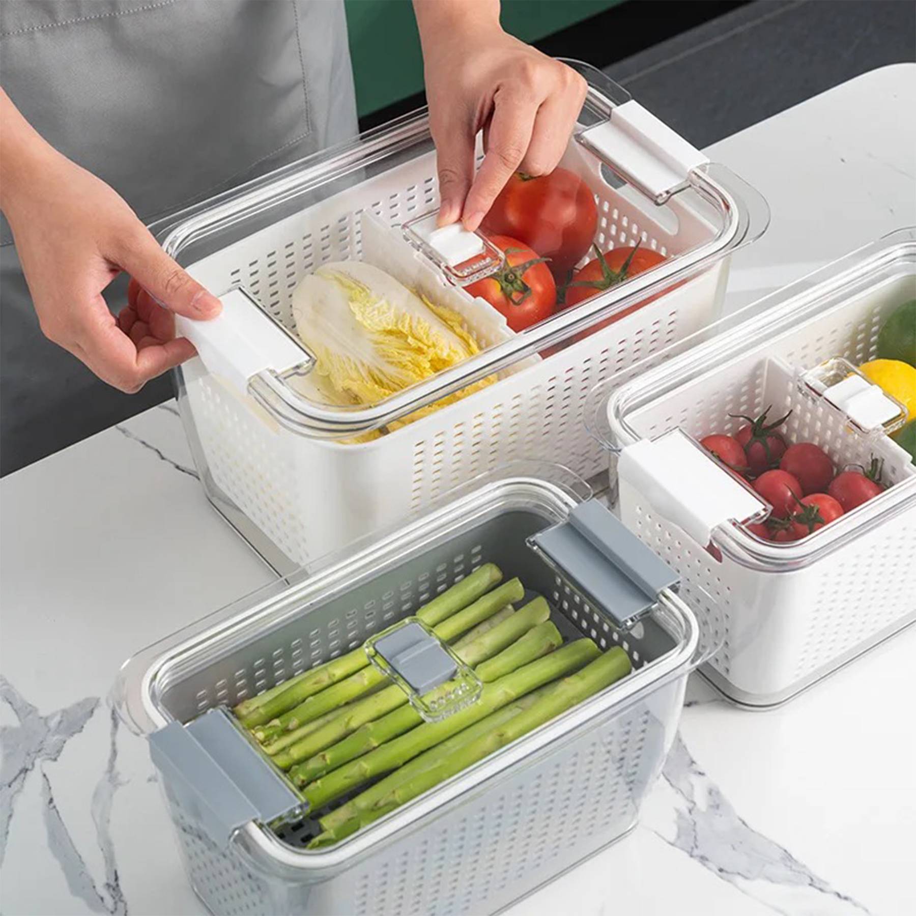 Transparent Drain Keep Fresh Storage Box 3