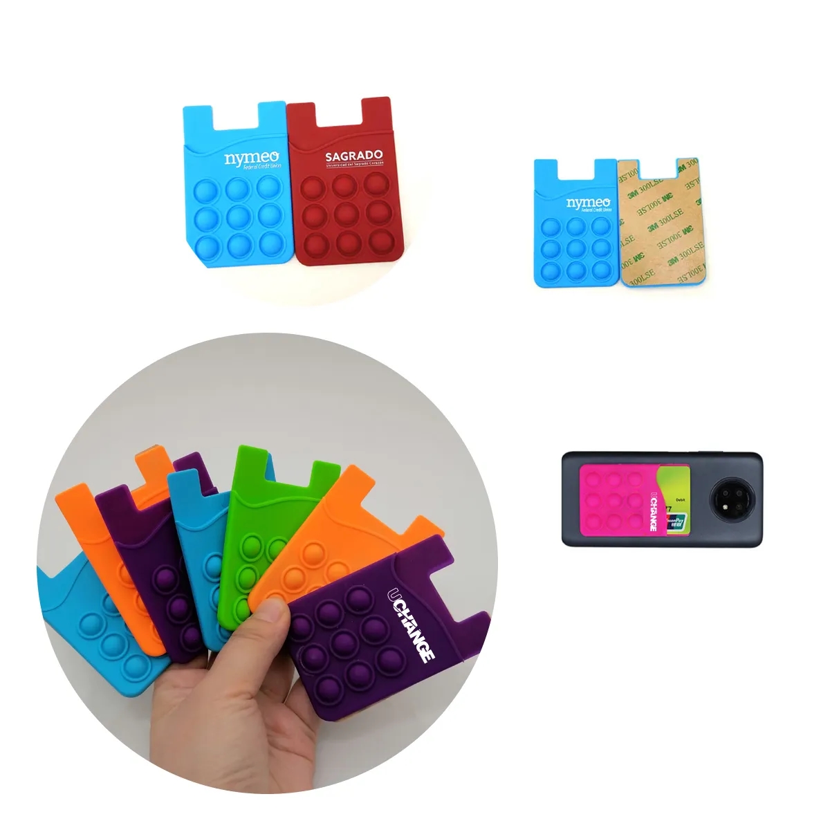 Silicone Bubble Pop Phone Wallet Adhesive Card Holder 5