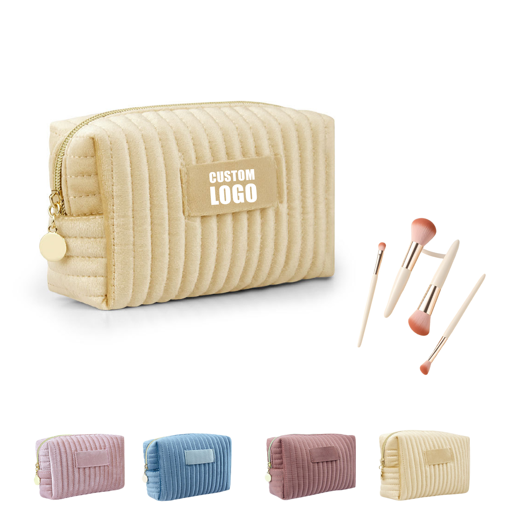 Striped Velvet Cosmetic Bag 2