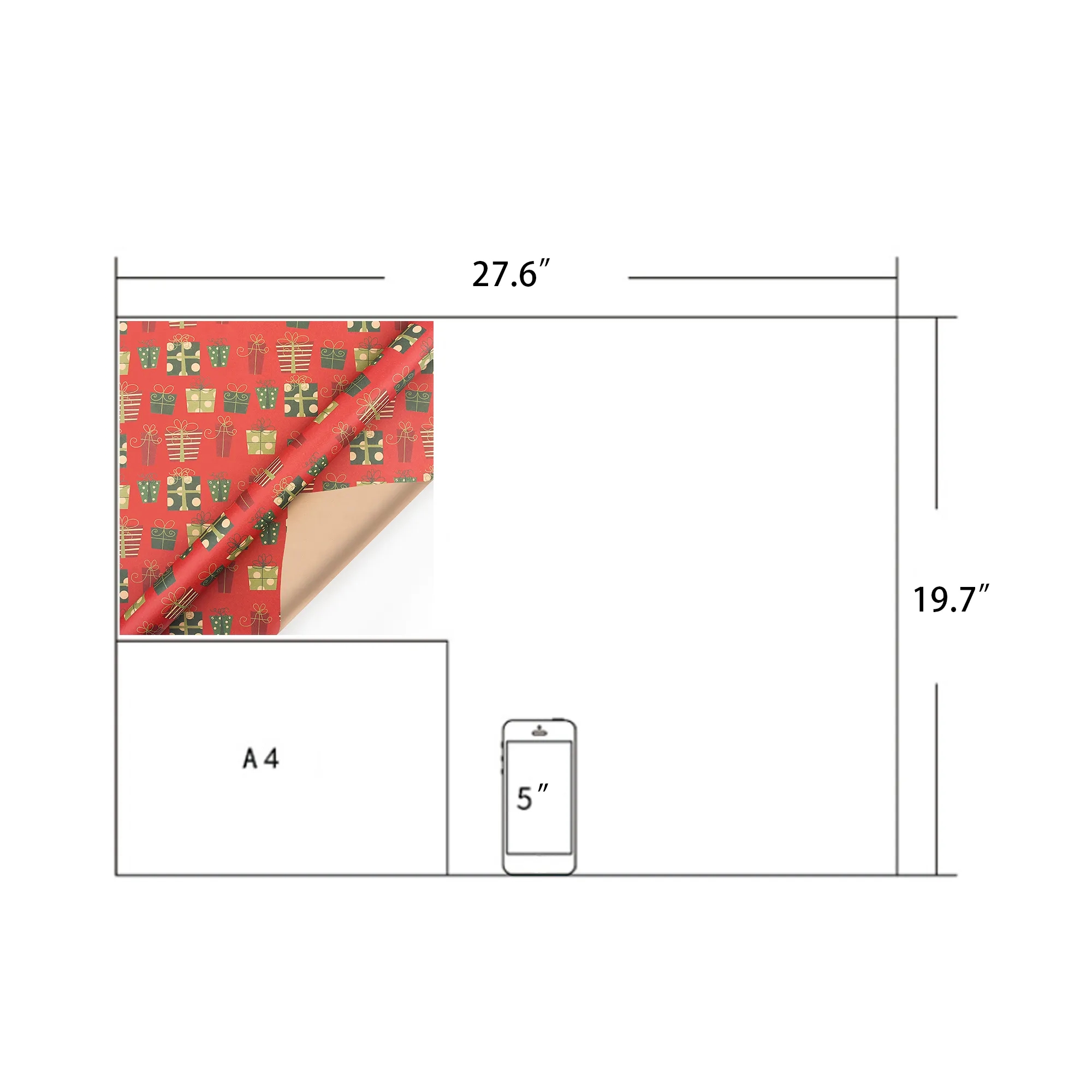 Vintage Christmas Kraft Gift Wrapping Paper Set 3