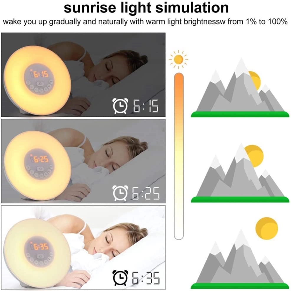 Sunrise Simulation Alarm Clock Wake Up Light 8