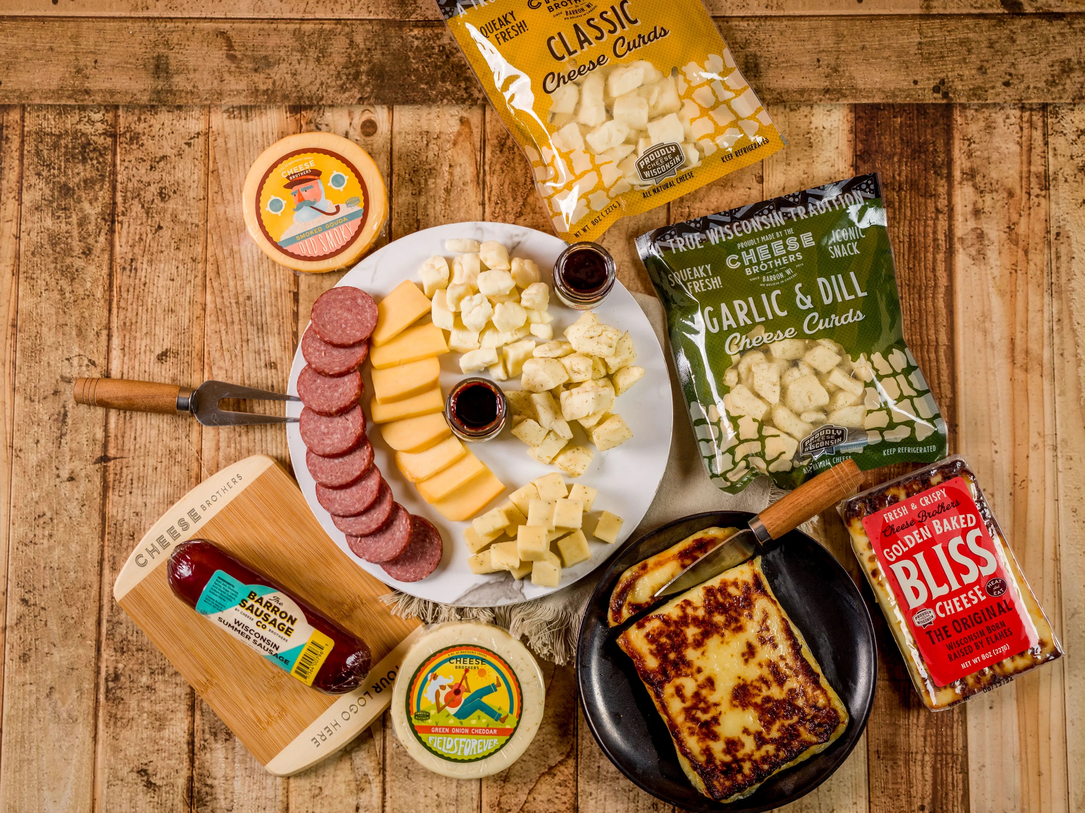 Cheese Bros. Taste of Wisconsin Gift Pack (Cheeses, Board +) 9