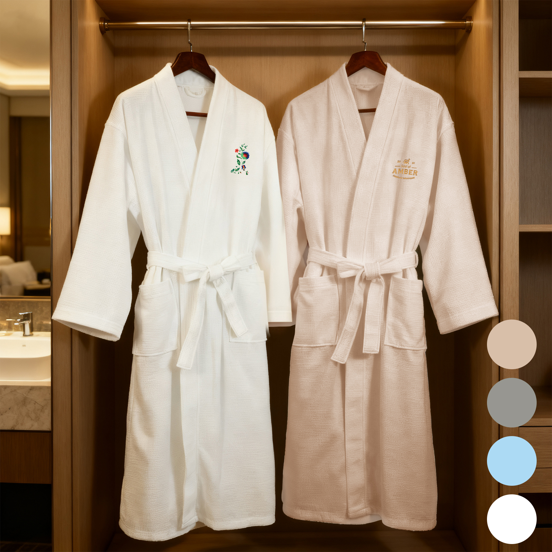 100% Cotton Waffle Kimono Robe 1