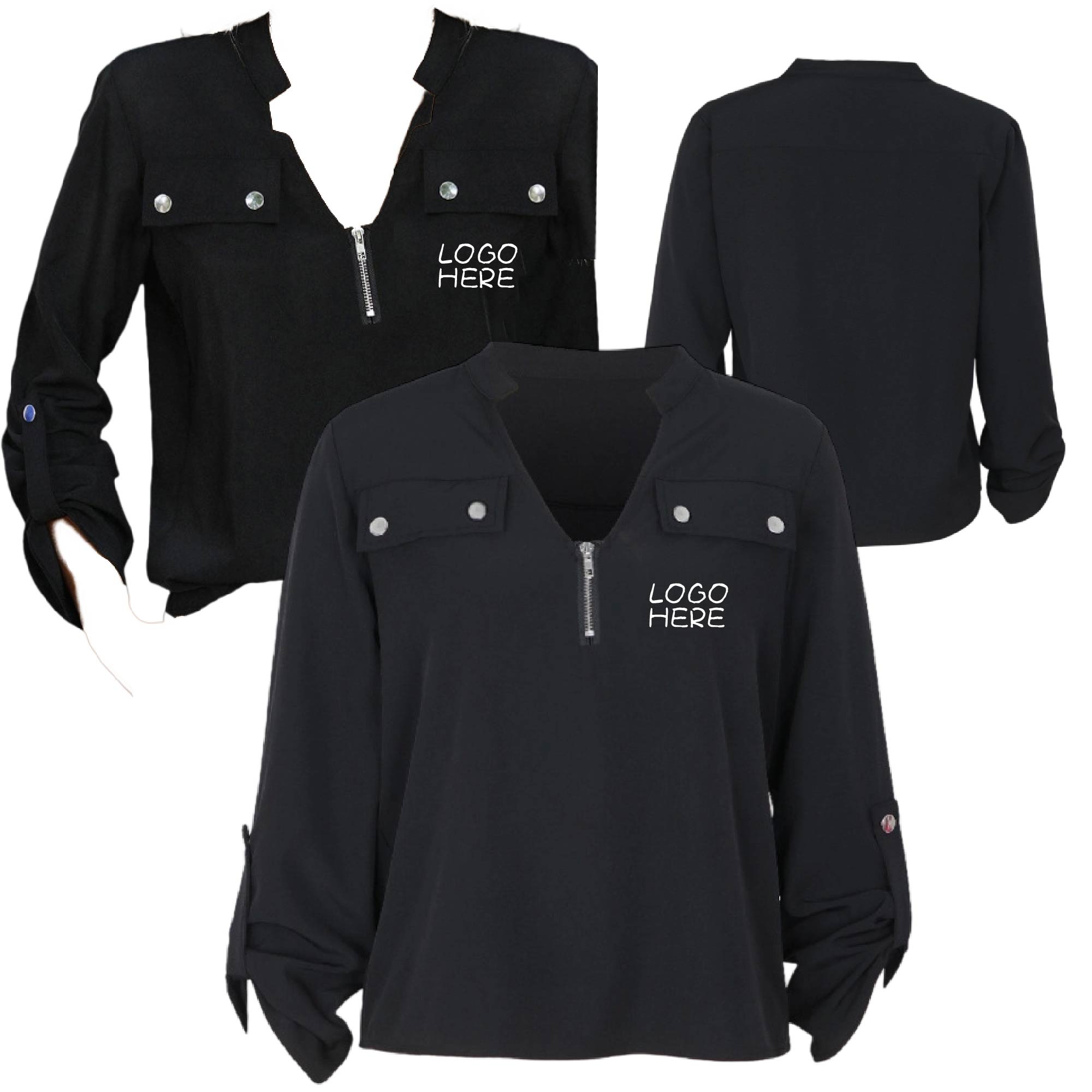 Women's V-Neck Blouse 3/4 Sleeve 3