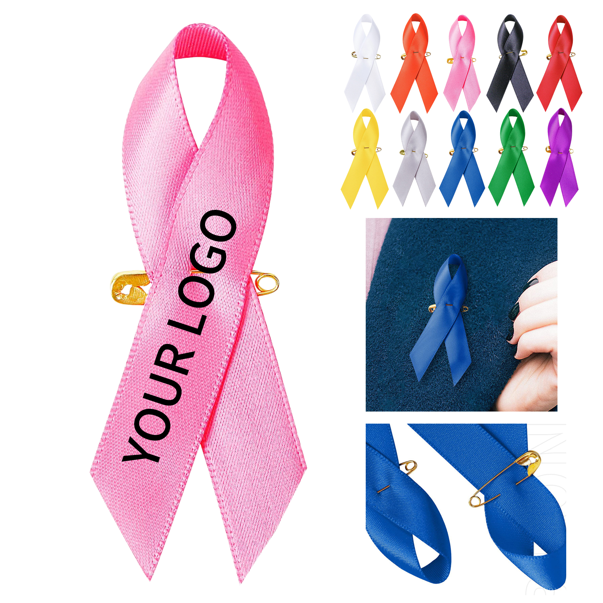 Polyester Awareness Ribbon With Custom Logo Print 8