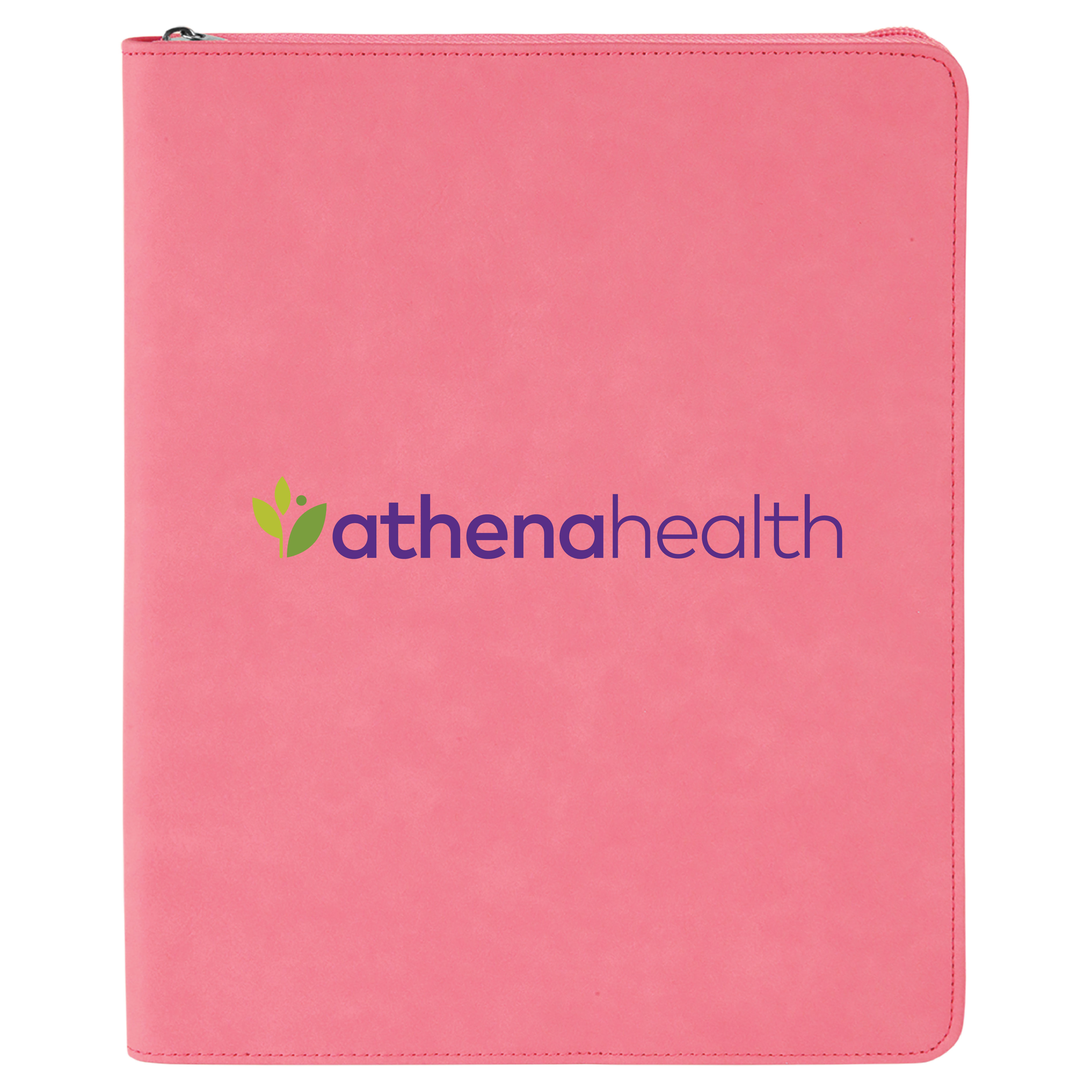 9" x 12" Leatherette Pink Portfolio with Zipper 6