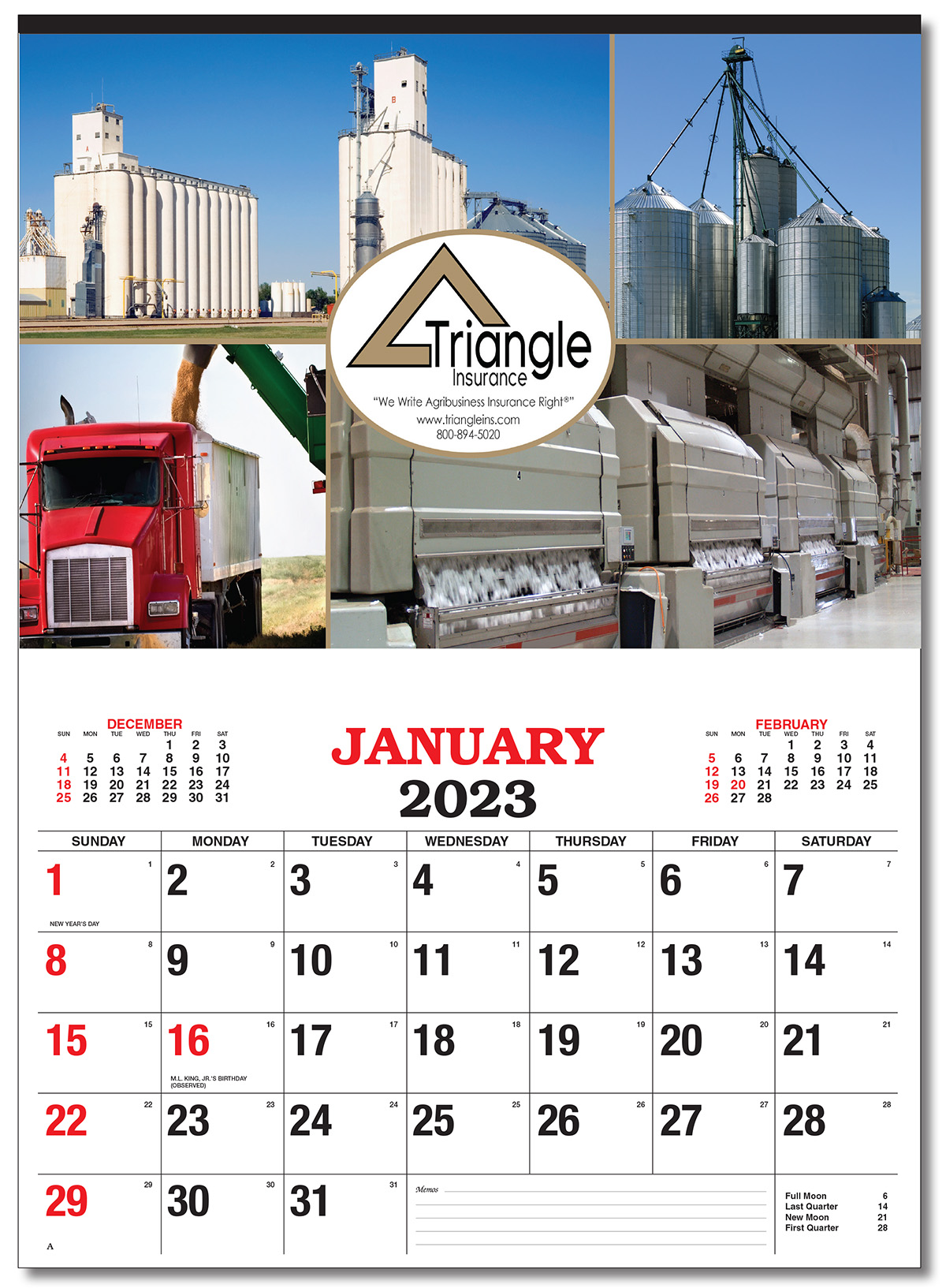 Full Color 12 Month Apron Wall Calendar 17” x 22”