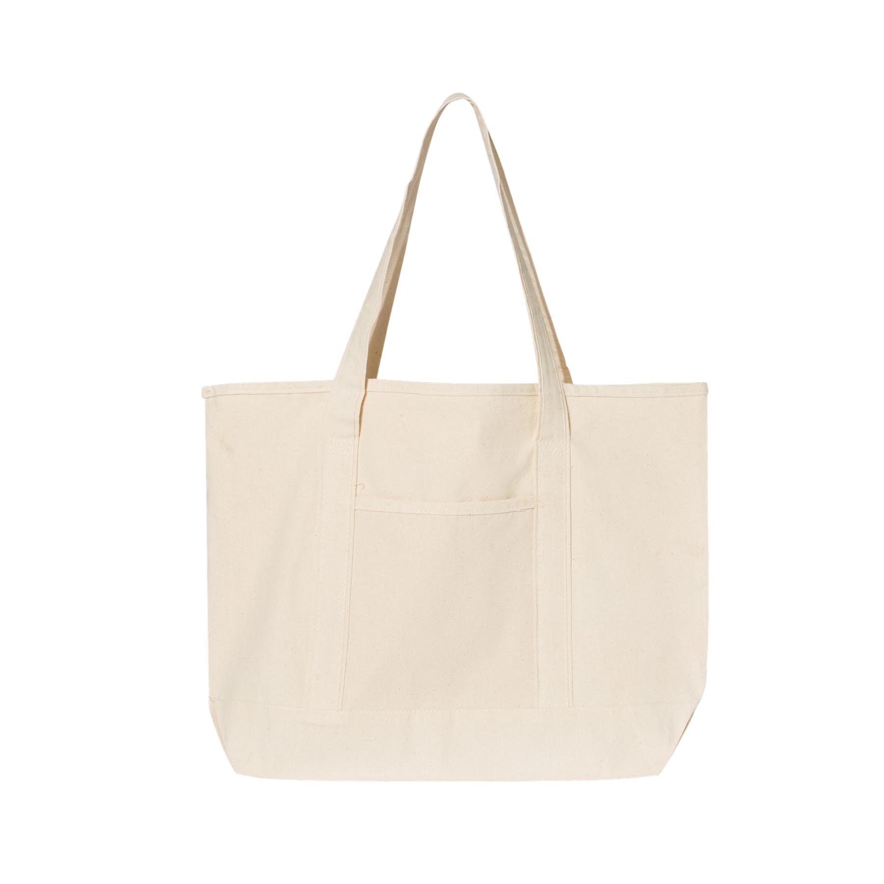 12 oz. Large Natural Heavy Canvas Deluxe Pocket Tote Bag_R115NBT 1
