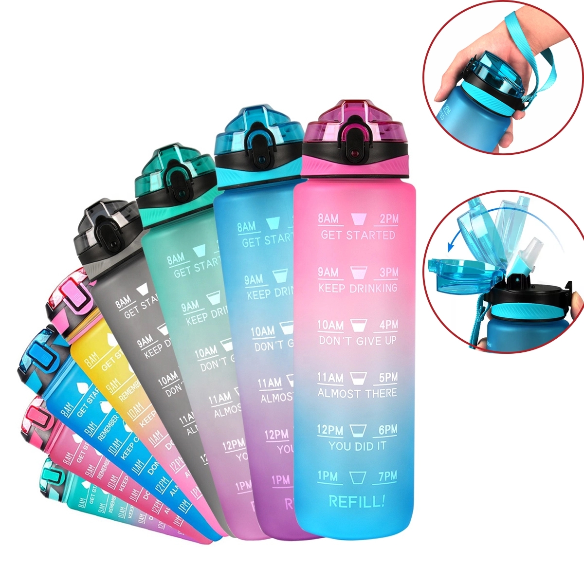 32Oz Bpa Free Time Marker Plastic Water Bottle 3