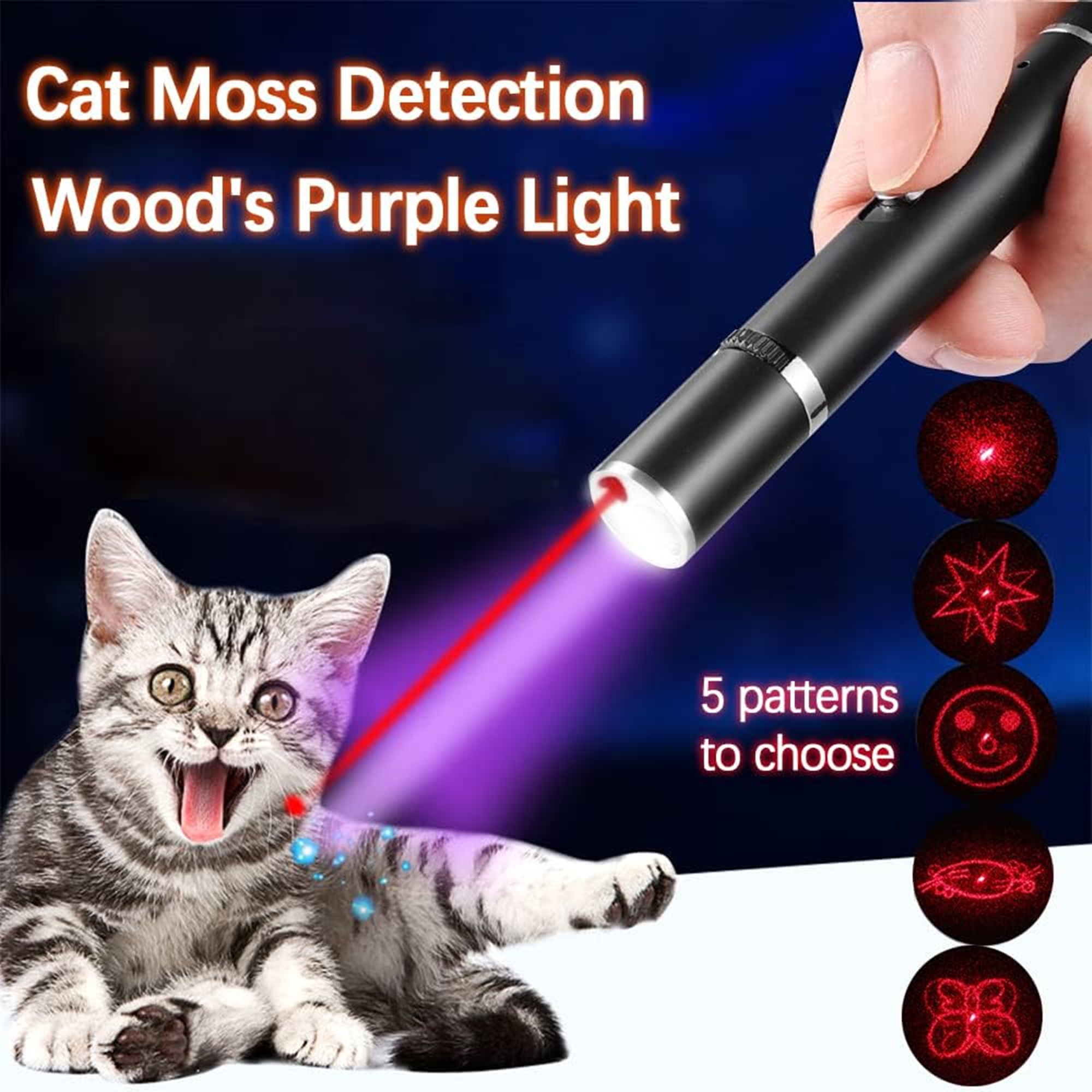 Cat Toys USB Recharge Laser Pointer With UV Purple Light 2