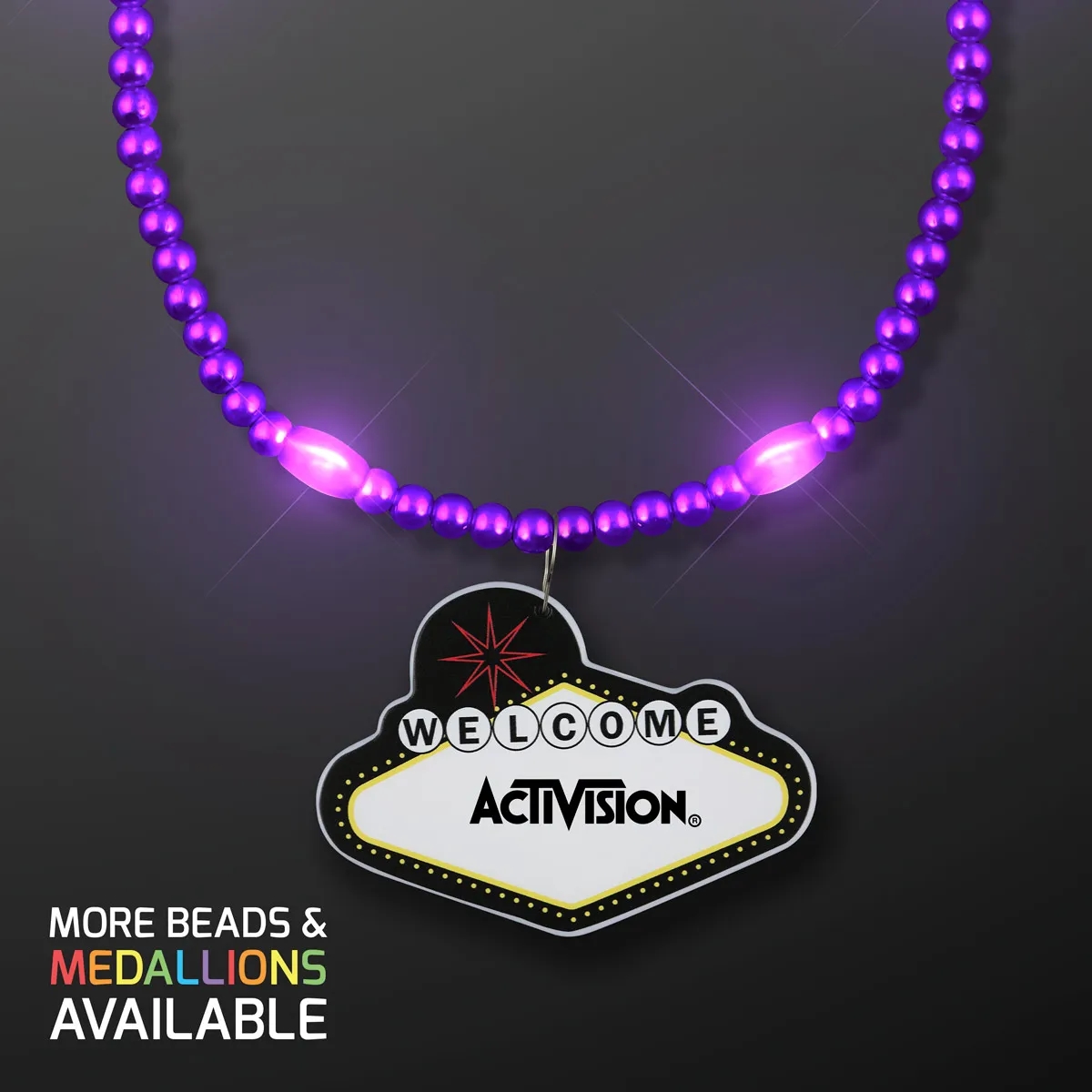 LED Bead Necklace with Las Vegas Medallion 7