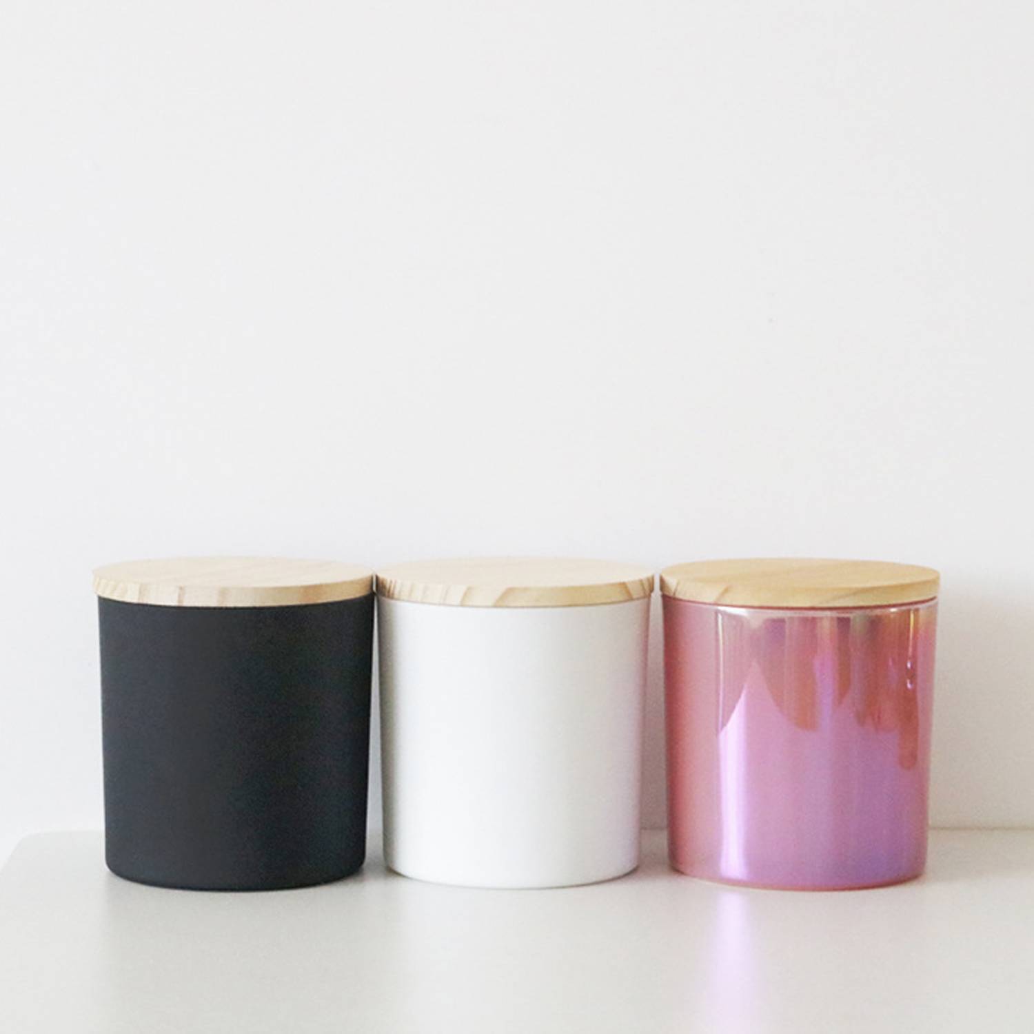 Simple Wooden Covered Glass Empty Cup Candle Holder 6