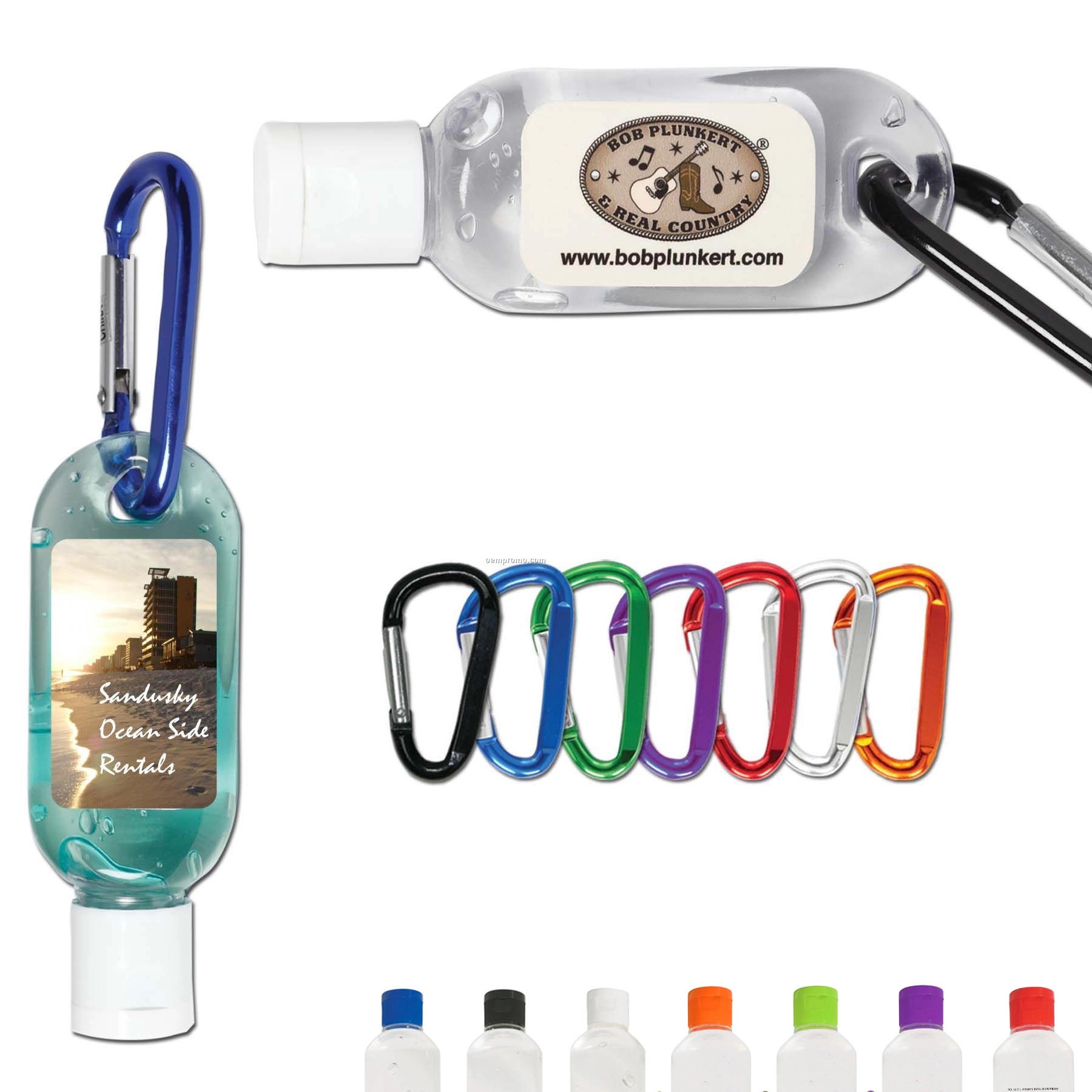Hand Sanitizer Gel Tottle with Carabiners (1 Oz.) 1