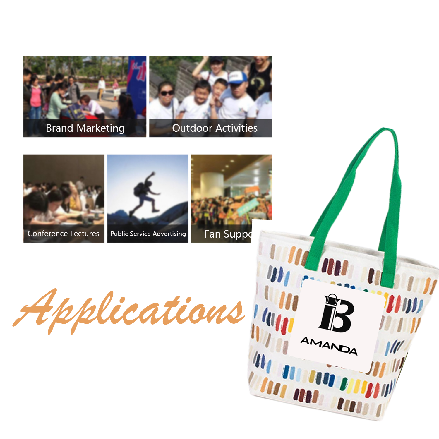 Custom high capacity Canvas Full-Color zipper Tote Bag, custom tote bag with logo imprint 10