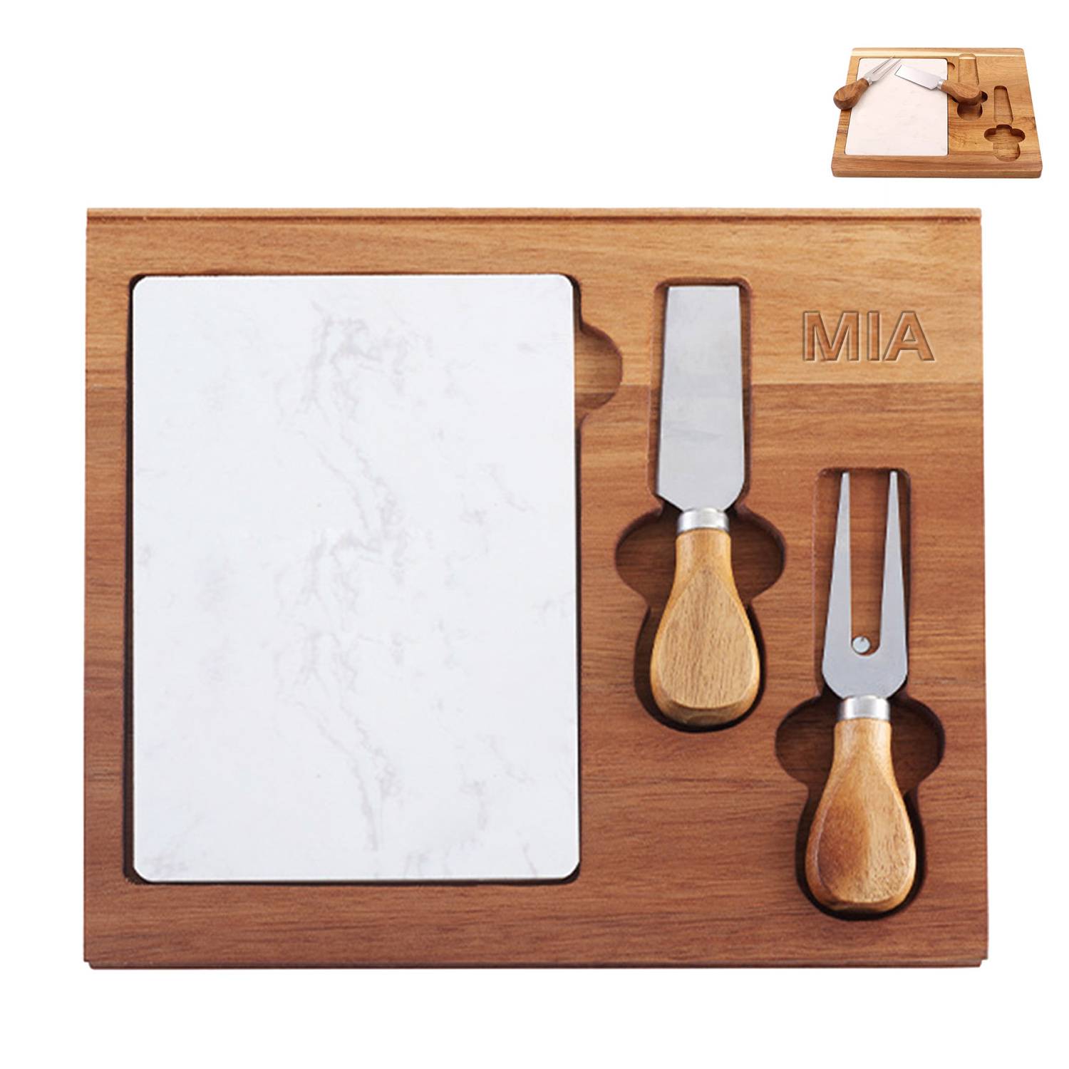 Wooden cheese board cutter set