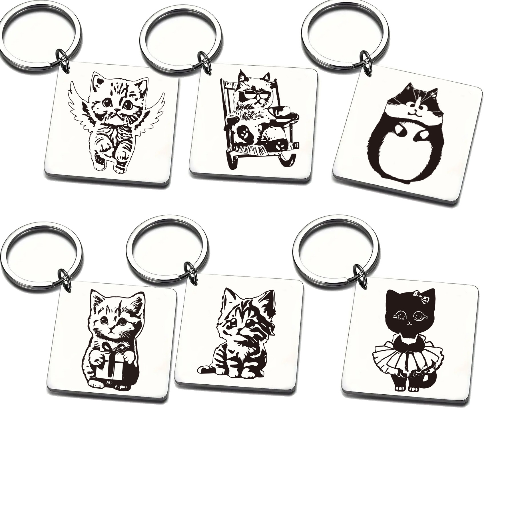 Stainless Steel Cat Keychain With Custom Logo 3