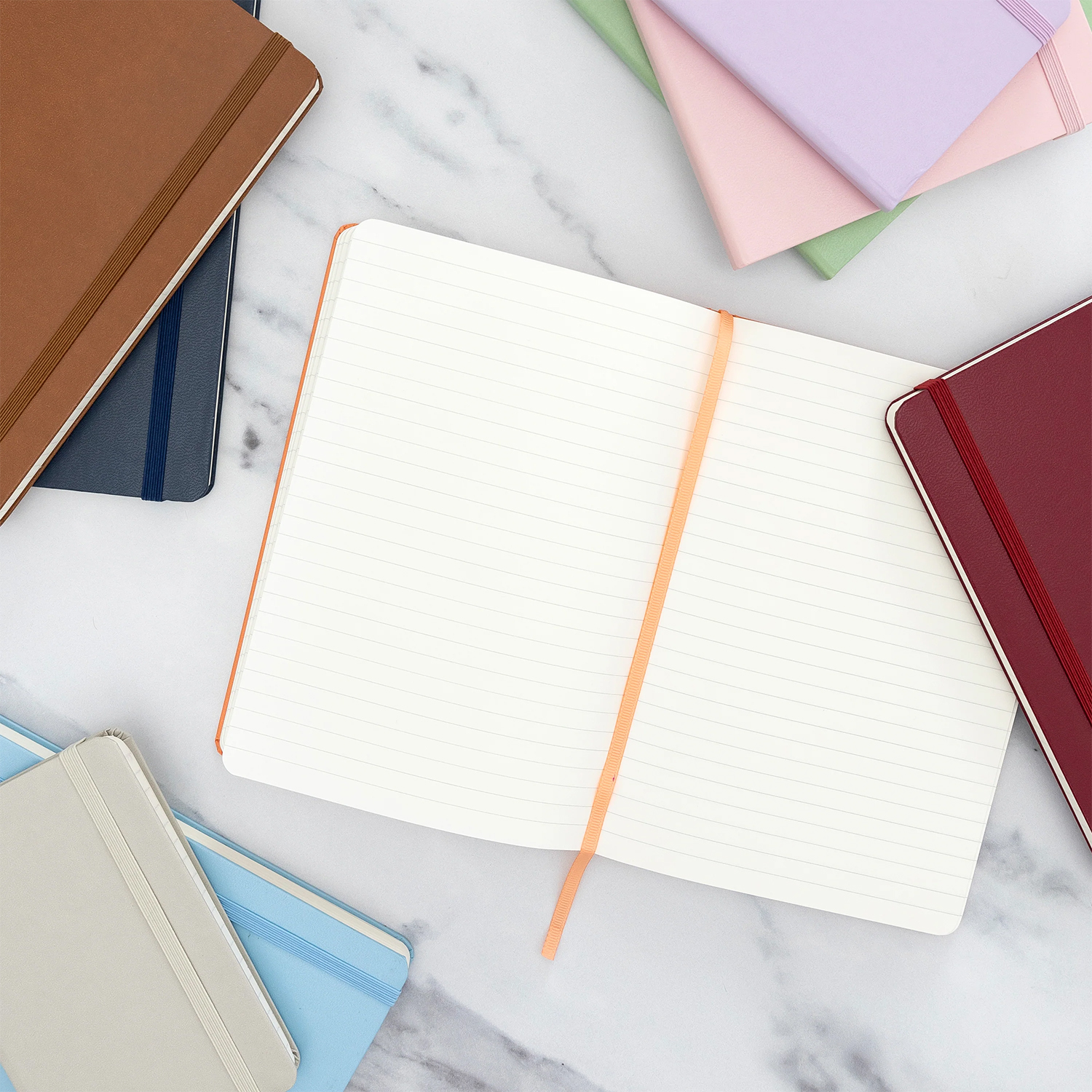 PAPERAGE® Executive Leather Hard Cover Lined Journal Notebook with Elastic Band Closure 7