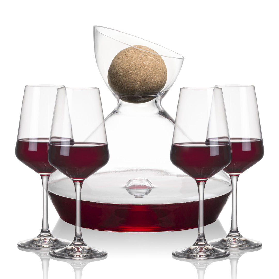 Woodbury Carafe w/Cork Stopper & Cannes Wine 6